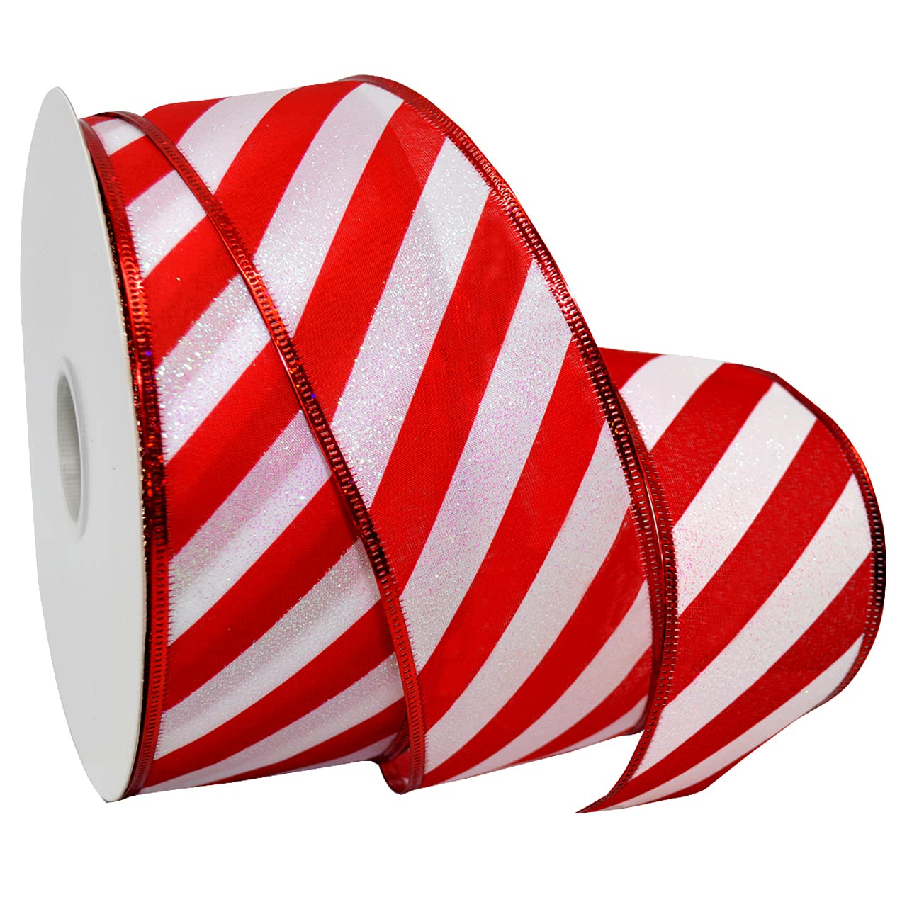Morex Ribbon Cinta, poliéster, rojo/blanco, 2.5 pulgadas x 50 yardas