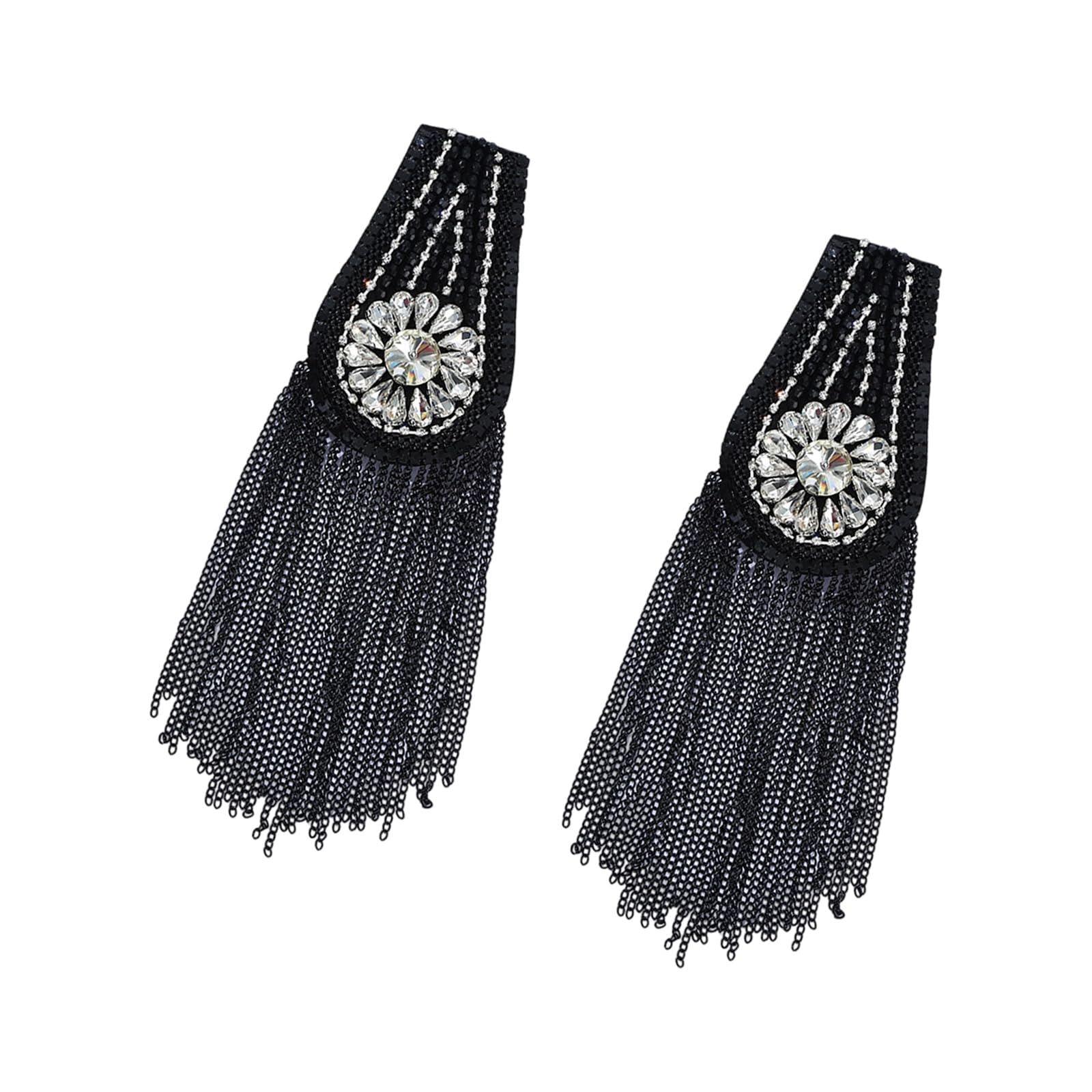 Msioytog Retro Rhinestones Tassels Epaulet Fringed Shoulder Epaulette for Uniform Jackets Costume Embellishments Sewing Craft Fringe Shoulder Decorations