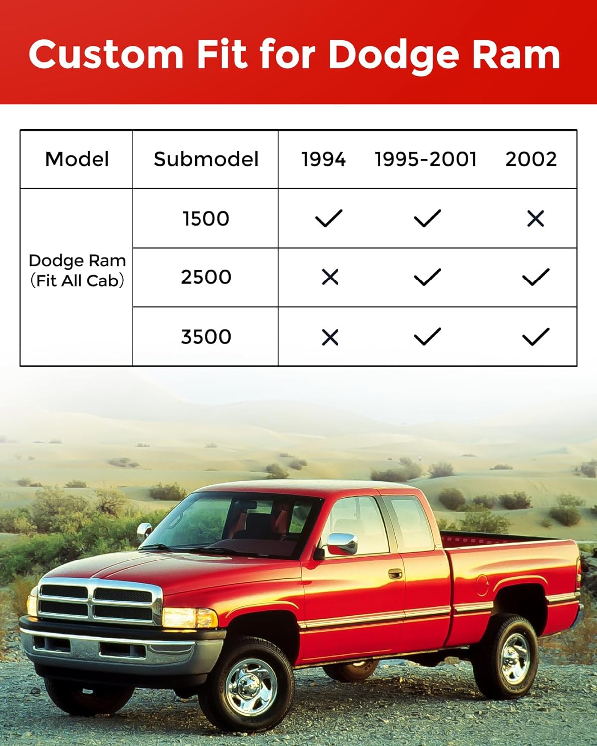 2001-1994 for Dodge Ram 1500 2500 3500 Floor Mats Liner Crew Quad Classic Cab,All Weather Season Protection Truck Front Rubber Carpet Waterproof Tech 2000 2002 1999 1998 1997 1996 1995 Accessories