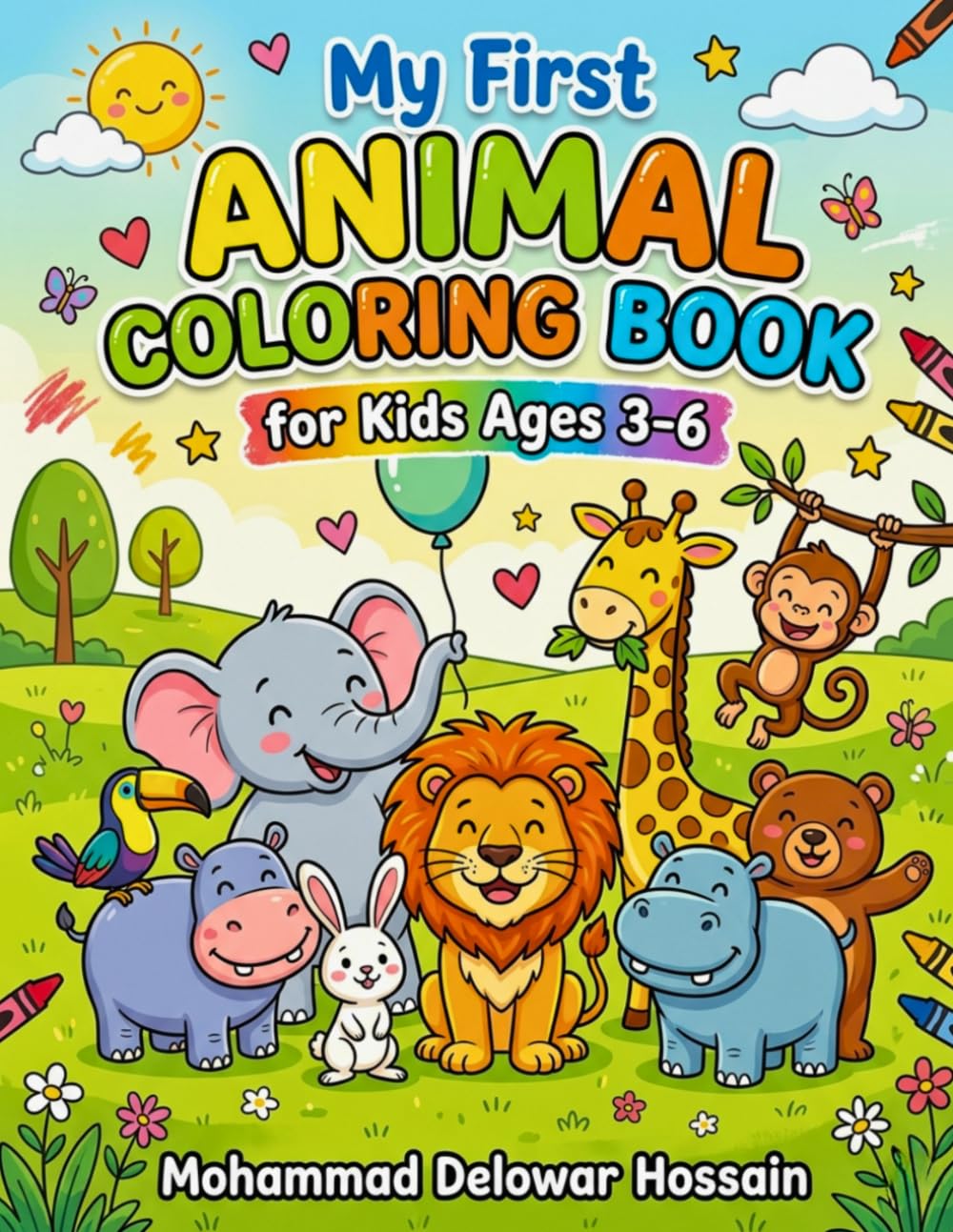 Jungle Paws & Fuzzy Friends: My Big Animal Coloring Book: A Fun Coloring Adventure with Cute Animals for Kids Ages 3–6