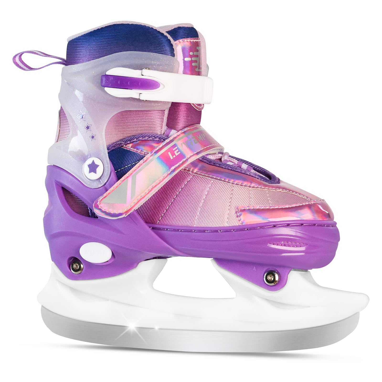 LEVYTEMP - Adjustable Ice Skates for Boys and Girls - Gradient Purple Youth Ice Skating Shoes - Small Size 5-8 Years - Ice Skates for Outdoor and