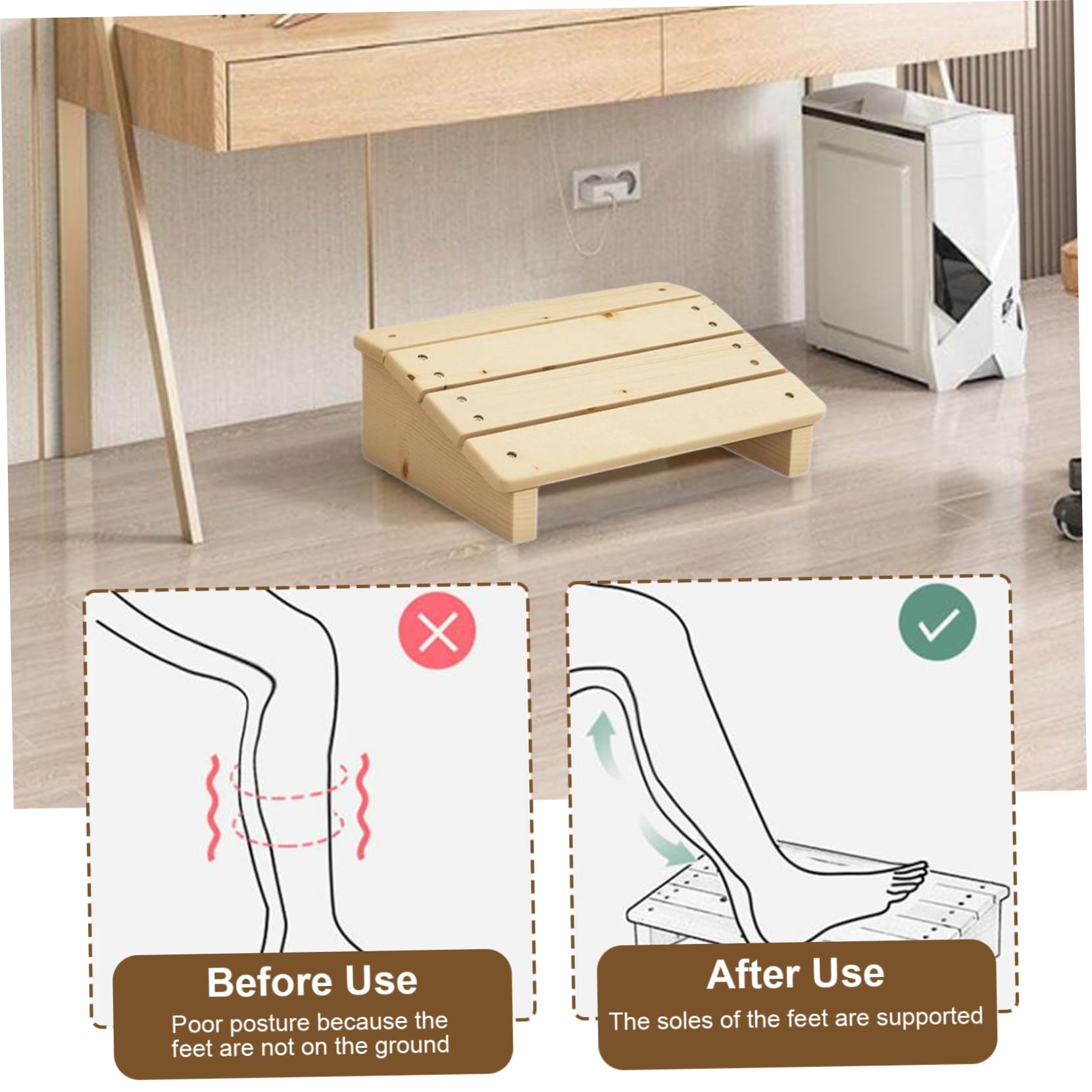 Poggiapiedi da scrivania inclinato per sotto la scrivania, poggiapiedi in legno, 30 x 20 x 10 cm, poggiapiedi basso sotto la scrivania, poggiapiedi per ufficio, sauna, casa infermieristica