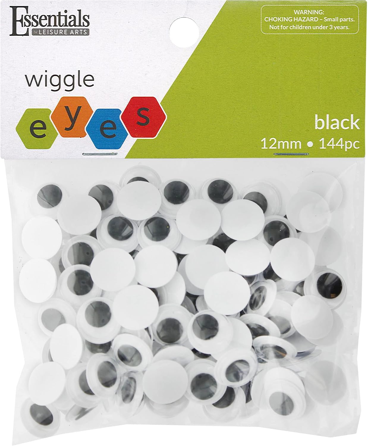 Essentials By Leisure Arts Eyes Paste On Moveable 12Mm Black 144Pc Googly Eyes, Google Eyes for Crafts, Big Googly for Crafts, Wiggle Eyes, Craft