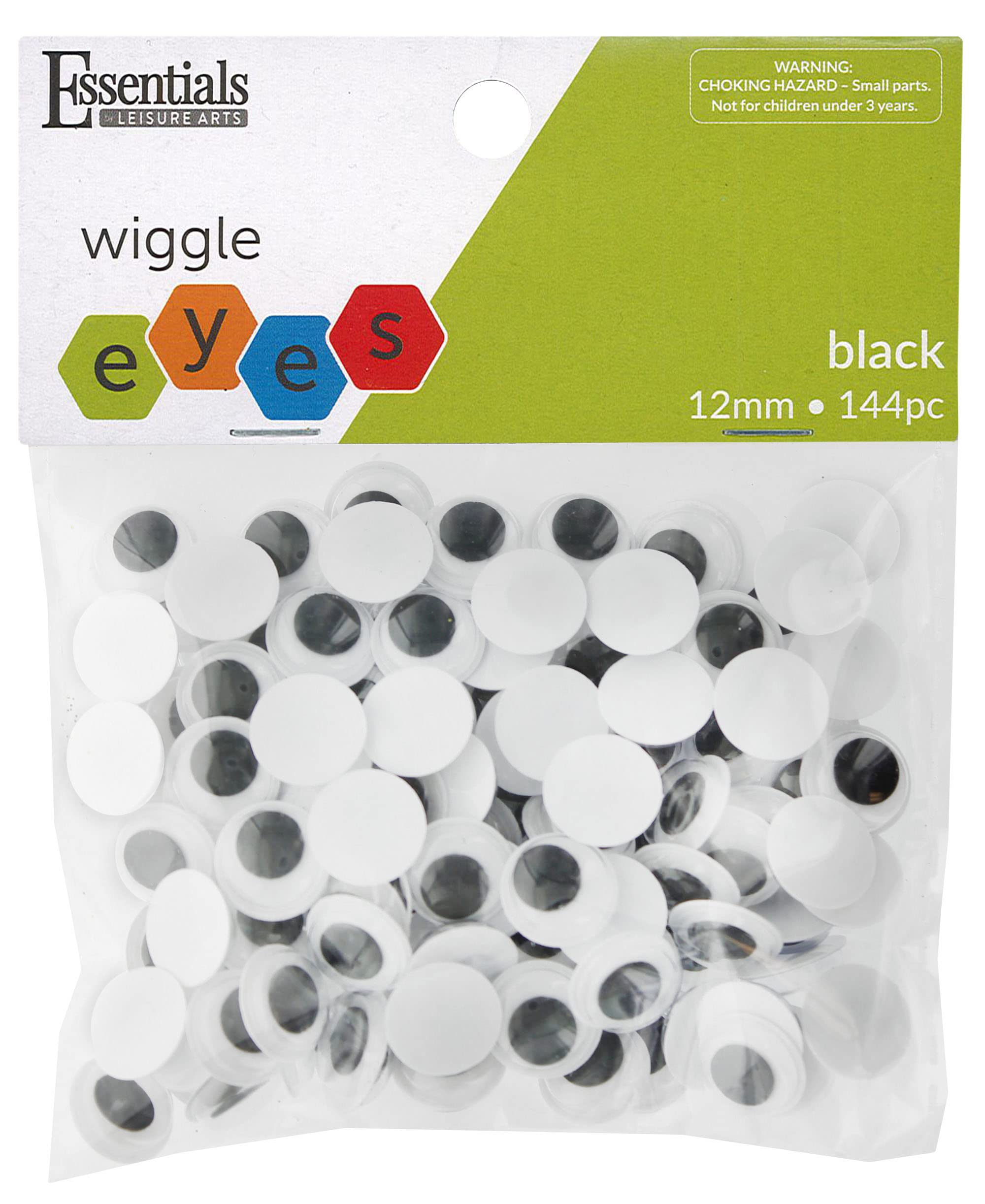 Essentials By Leisure Arts Eyes Paste On Moveable 12Mm Black 144Pc Googly Eyes, Google Eyes for Crafts, Big Googly for Crafts, Wiggle Eyes, Craft