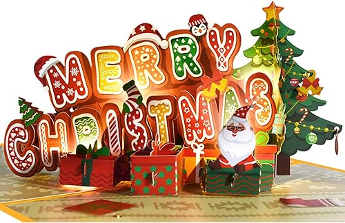 Tarjetas de Navidad, tarjeta musical 3D Pop Up Festival, tarjetas de felicitación ligeras de Navidad para mujeres, hombres y niños regalo