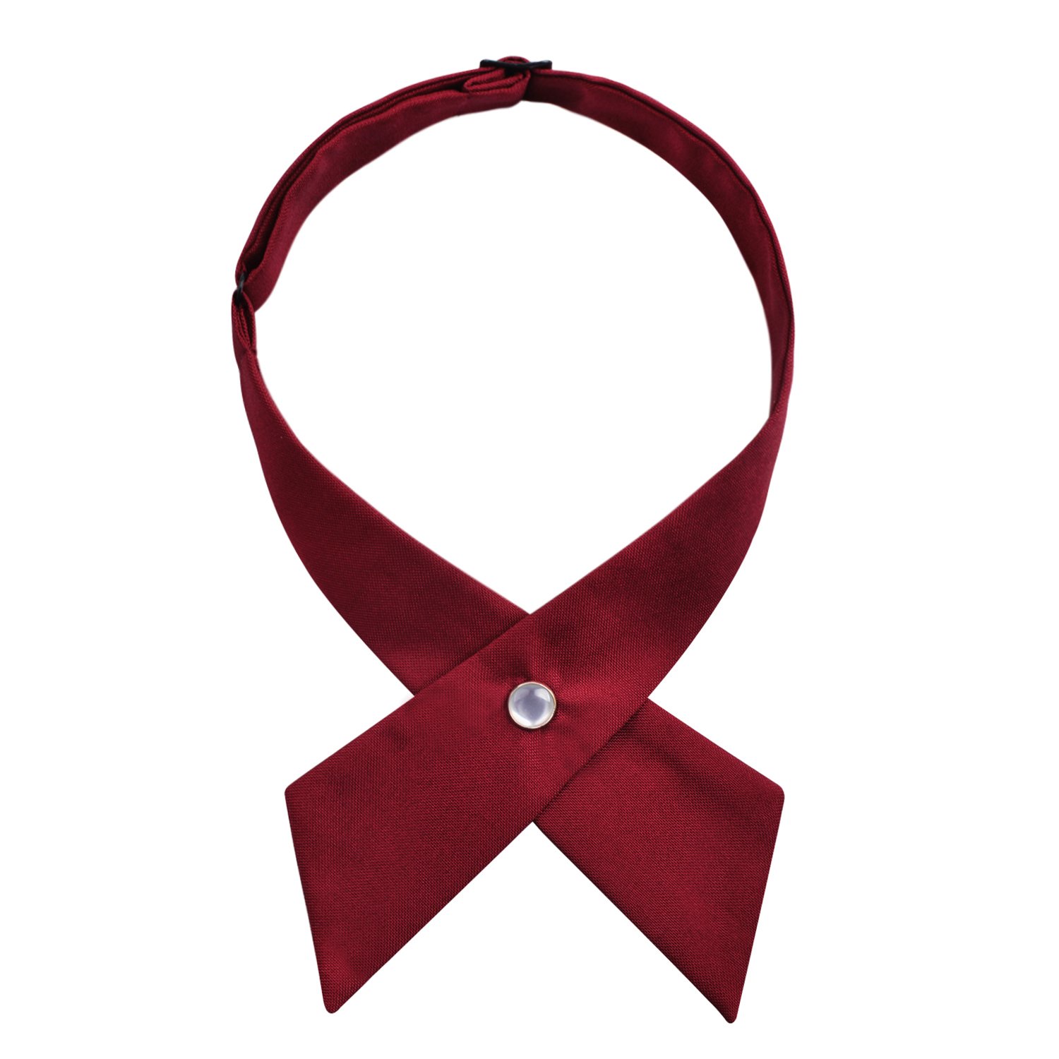 Alizeal Unisex Criss Cross Bow Tie Solid Color Adjustable Button Neck School Uniform Tie for Women/Men/Girls/Boys, Maroon