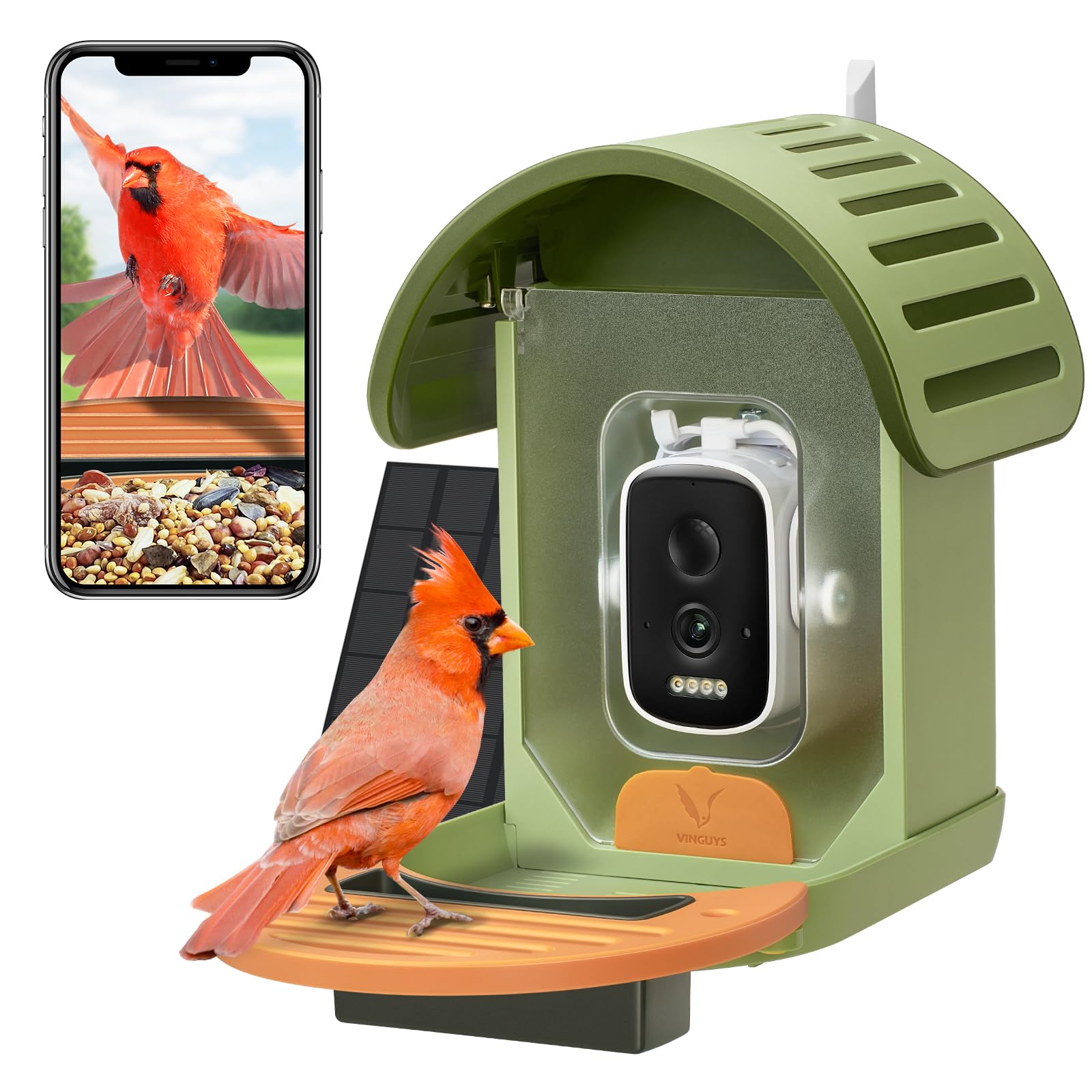 Bird Feeder with Camera, 2.5K UHD Smart Bird Feeder Camera AI Identifies 11,000+ Bird's Species, Auto-Capture Bird's Video, IP66 Waterproof Outdoor Solar Powered, Ideal Gift