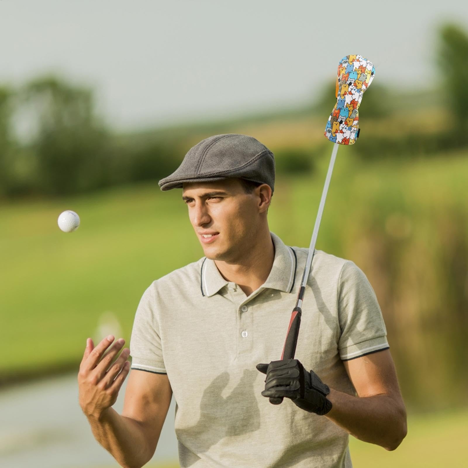 Cartoon Cat Driver Headcover, Funny Golf Club Covers, Waterproof and Functional Golf Head Covers, Perfect for Drivers, Fairway Woods, and Hybrids, Unique Golf Accessory