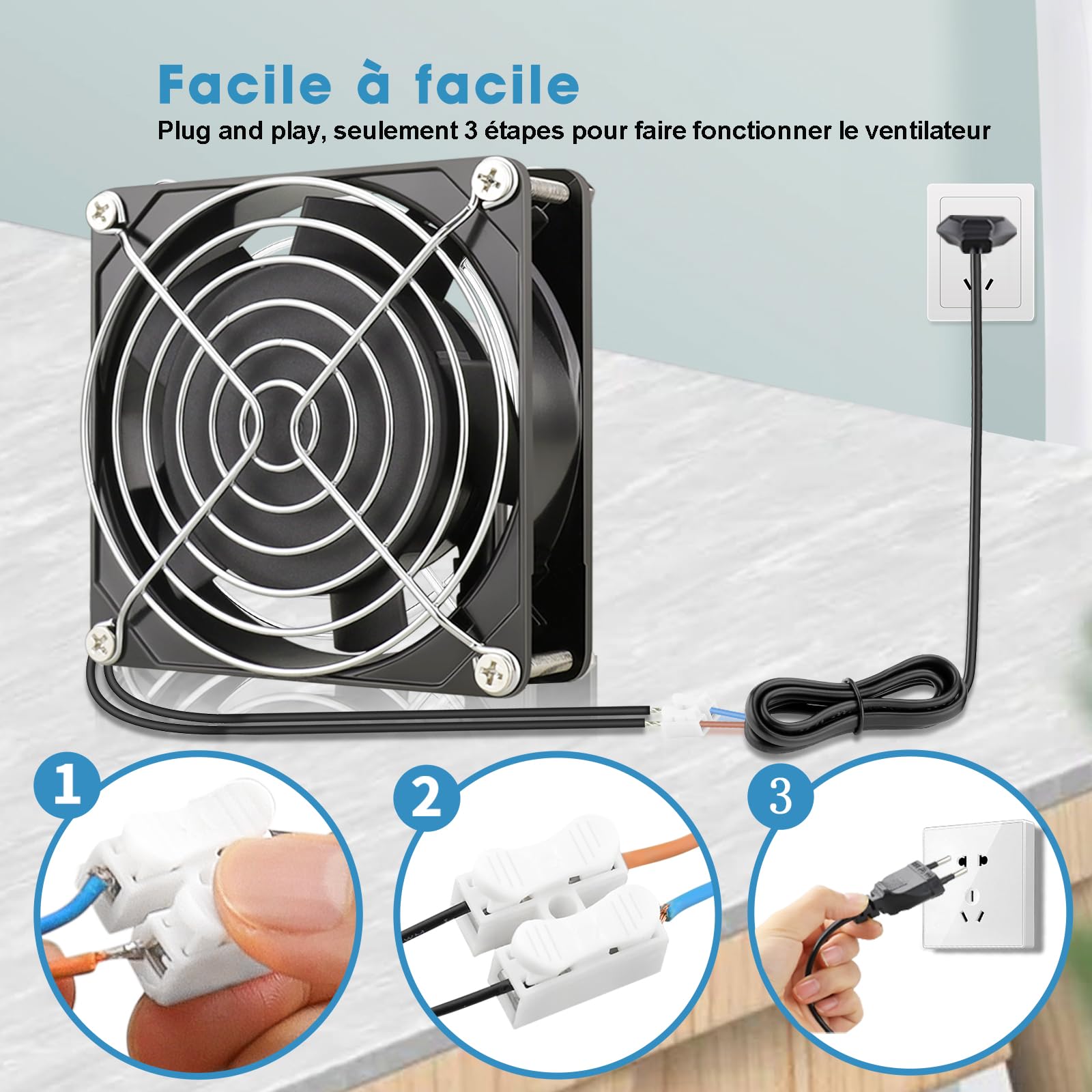 GDSTIME Ventilateur 92mm 220V 92x92x25 Ventilateur PC à roulement à billes | ventilateur 220v 92mm ventilateur pc 92mm 230v ac fan pour refroidissement