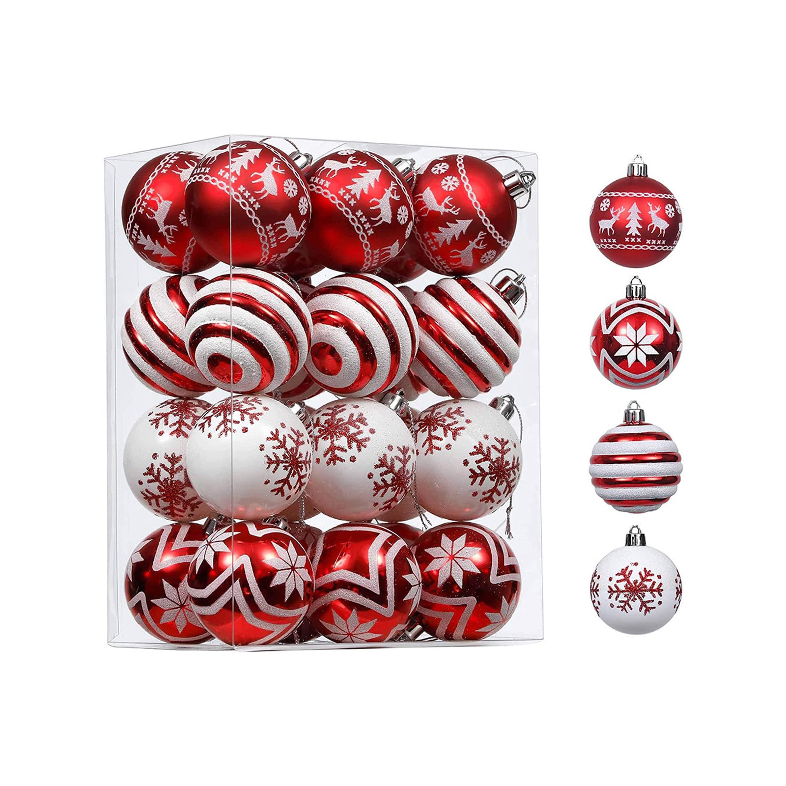 24Pcs Christmas Baubles Ball Tree Hanging Ornament for Tree Wreath Mantels Winter Holiday Party Centerpieces Ornament Set