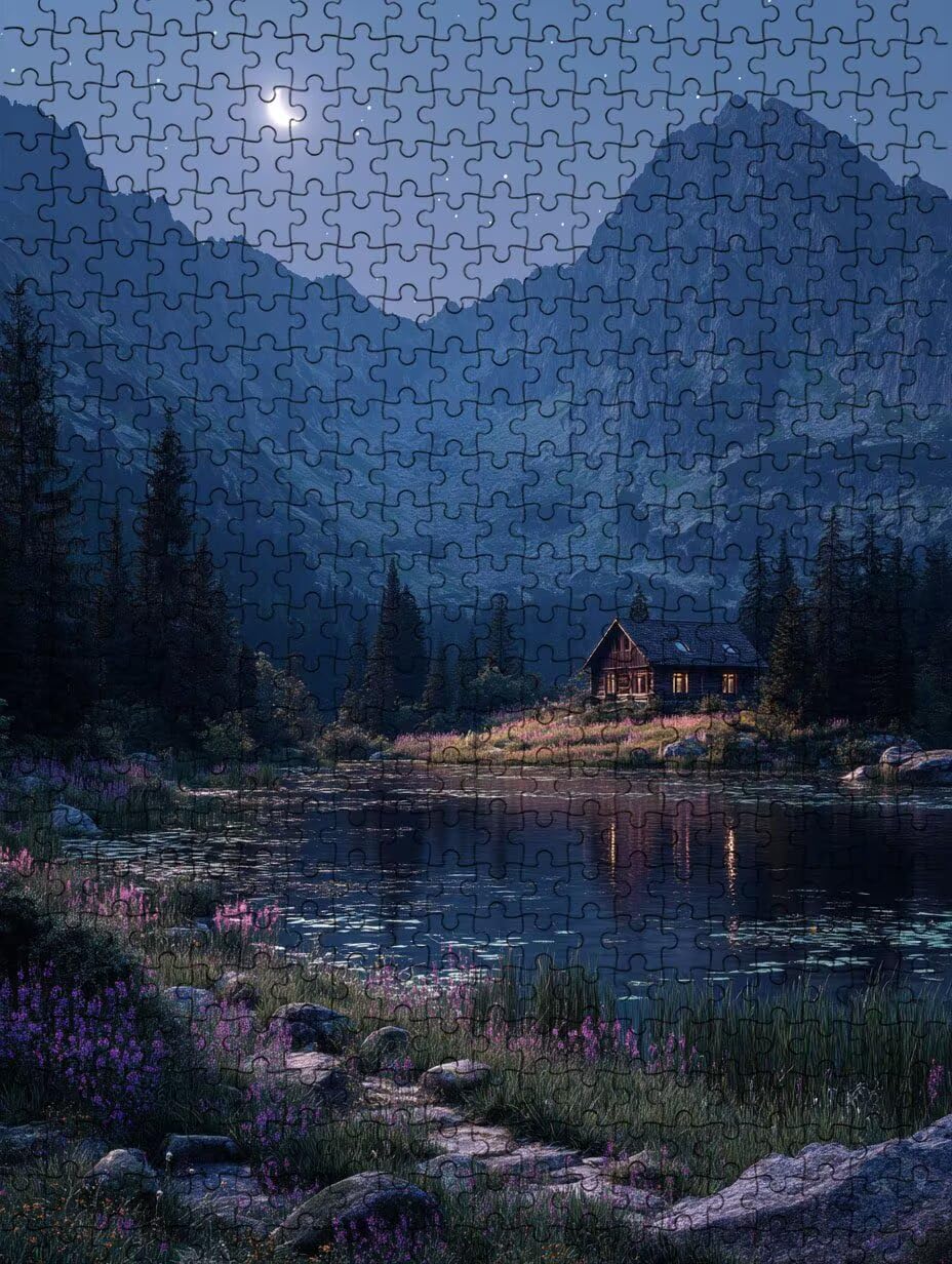 Bosque Nocturno Puzzle 1000 Piezas, Rompecabezas Adultos Puzzle, 3D Un Rompecabezas, Desafiante Puzzles de Decoración Juego de, Juego Educativo para Toda la Familia, para Regalo Decoración FNKL7-1106