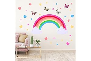 Rainbow Wall Decals Removable - Watercolor Star Rainbow Wall Sticker