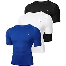 Roadbox 3 Pack Mens Compression Shirt Short Sleeve, Athletic Workout Tops