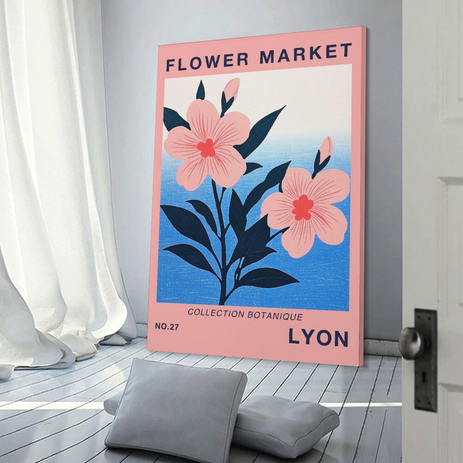 Junmoney Lyon Flower Market Print Decorative Canvas Print, 16x24inch(40x60cm), for Gallery Wall Decor And Room Displays, Wall Decor Suited to Curated Displays