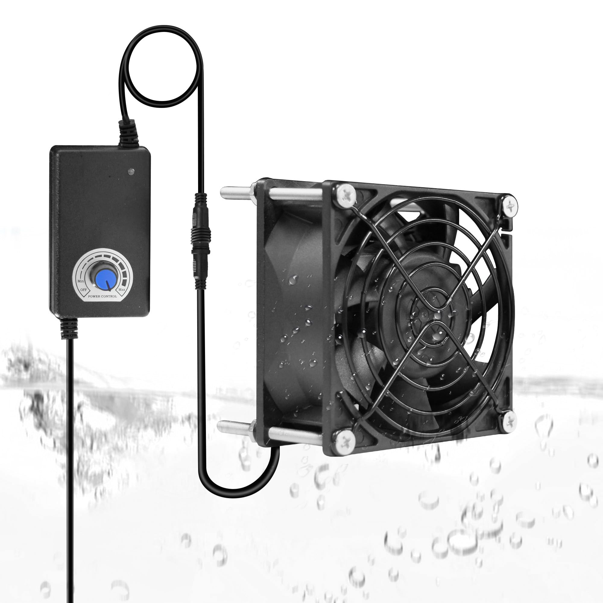 PANO-MOUNTS 80mm 3.15inch Dual Ball Upgraded IP68 Waterproof Cooling Fan -Max 5000RPM with Stepless Speed Controller for DIY Ventilation Exhaust