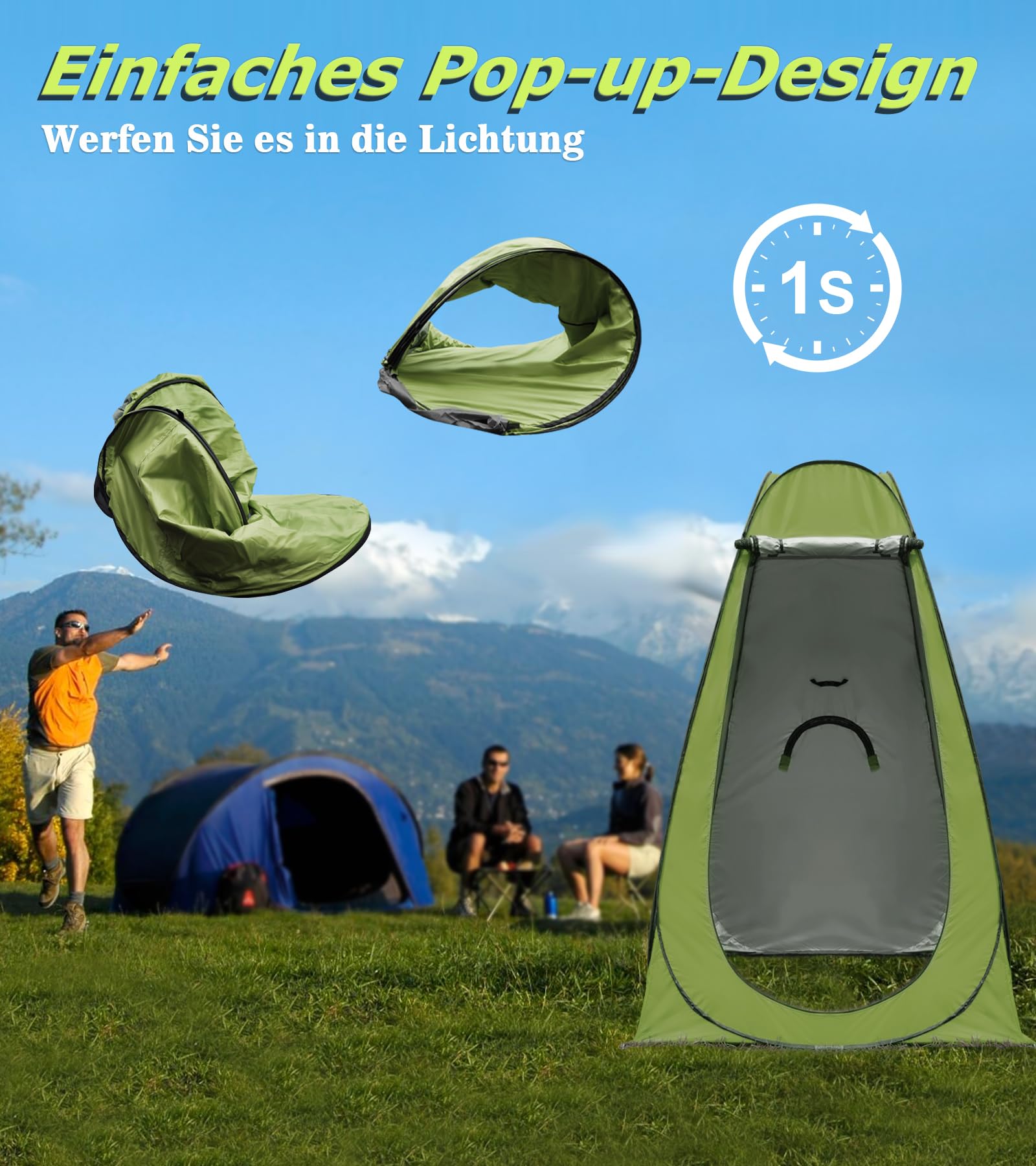 Tente de douche riggoo - Tente de douche pop-up - Tente de vestiaire - Tente de rangement mobile - Tente d'extérieur pour le camping et la plage - Avec sac de transport (UV 40+)