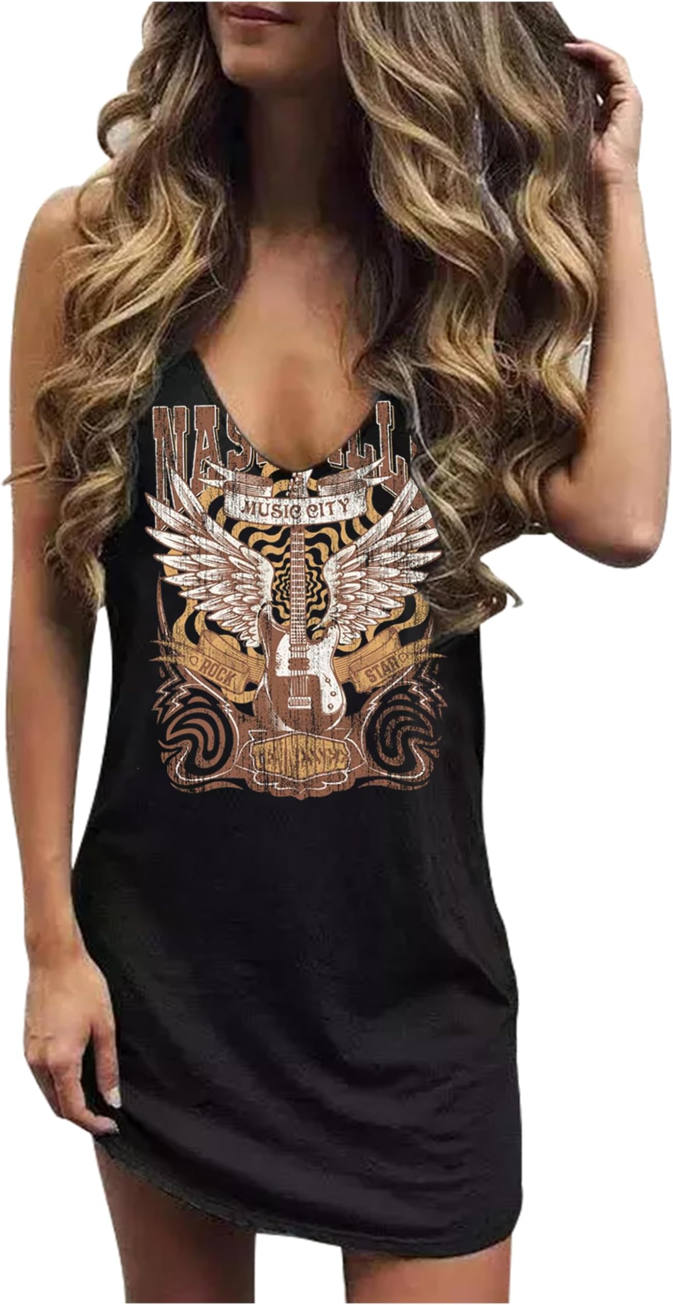 Live Simple Coconut Tree Sleeveless Mini Dress Summer Beach Mini Dress Women's Summer Casual Sexy V Neck Mini Tank Dress
