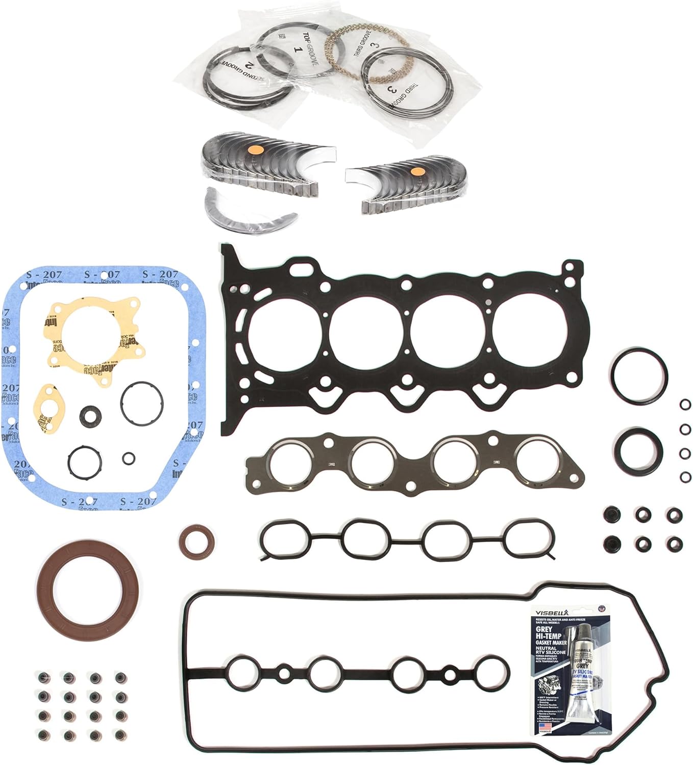 MA-5741120306-2 Full Gasket Set Bearings Rings Compatible With/For 01-06 Scion xB Toyota Echo 1.5L DOHC 1NZFE