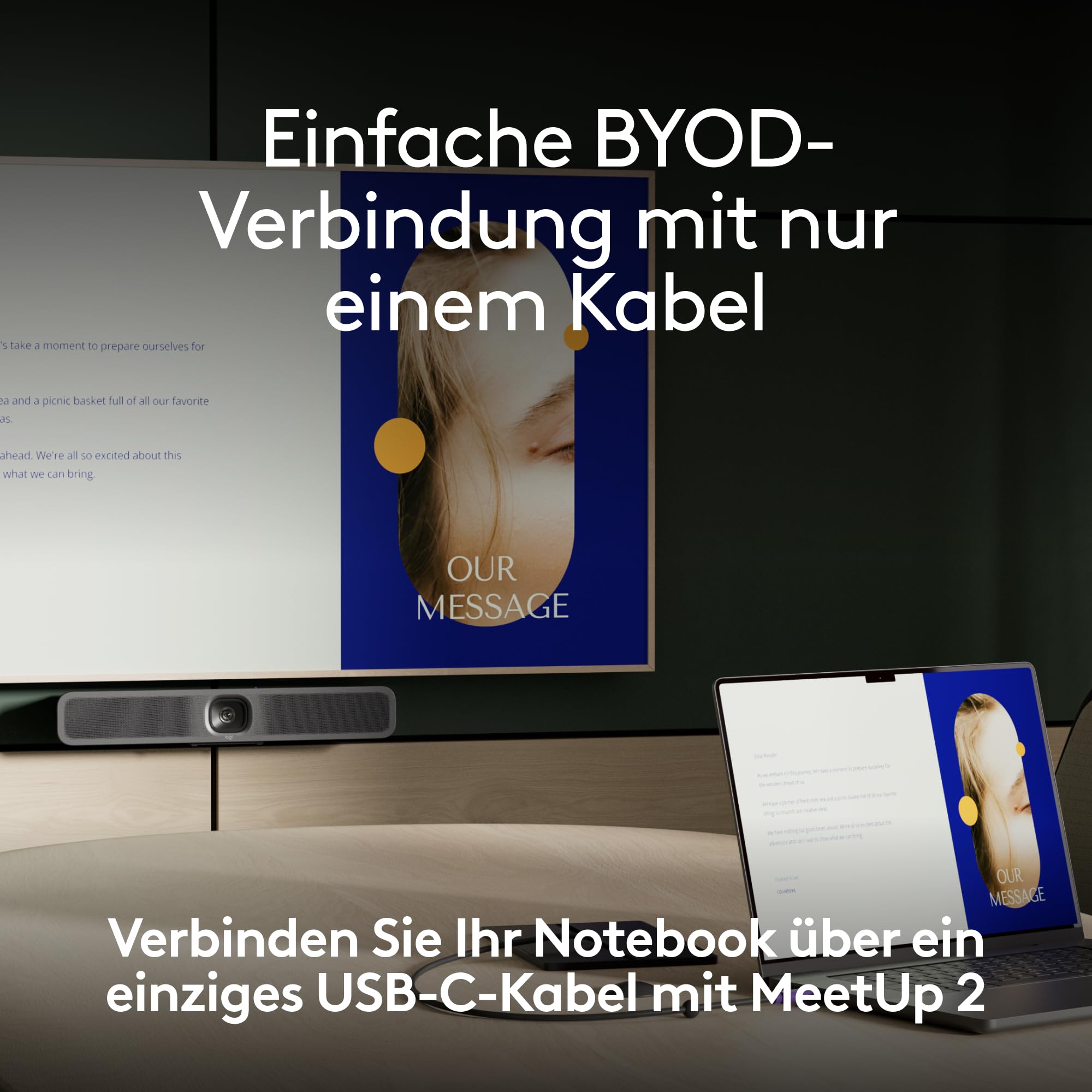 Logitech Aktives USB-Kabel | BYOD-Einkabelverbindung mit MeetUp 2
