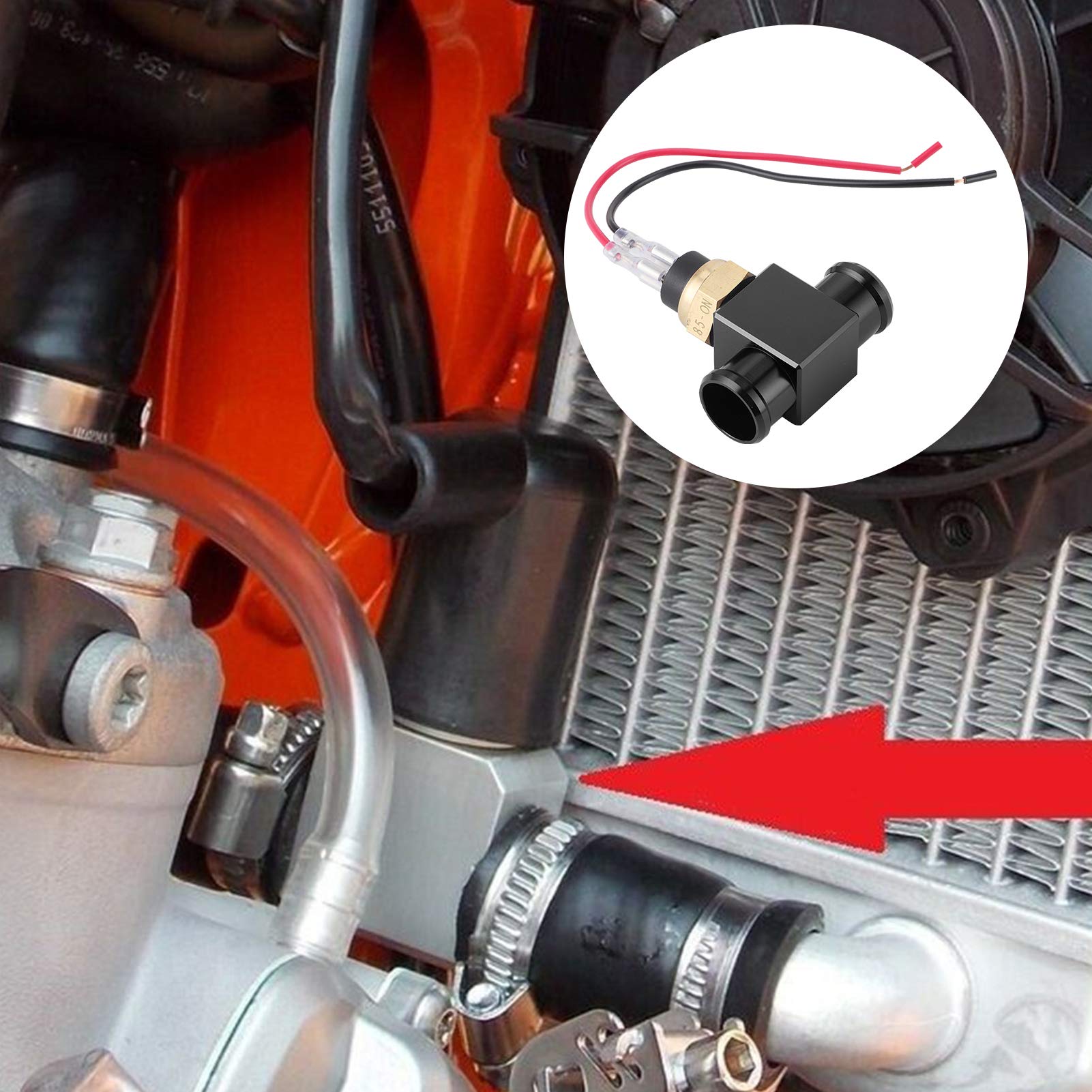 Aramox Capteur de Température de L'eau, Thermostat, Interrupteur de Température pour Moto ATV, Véhicule (le noir)