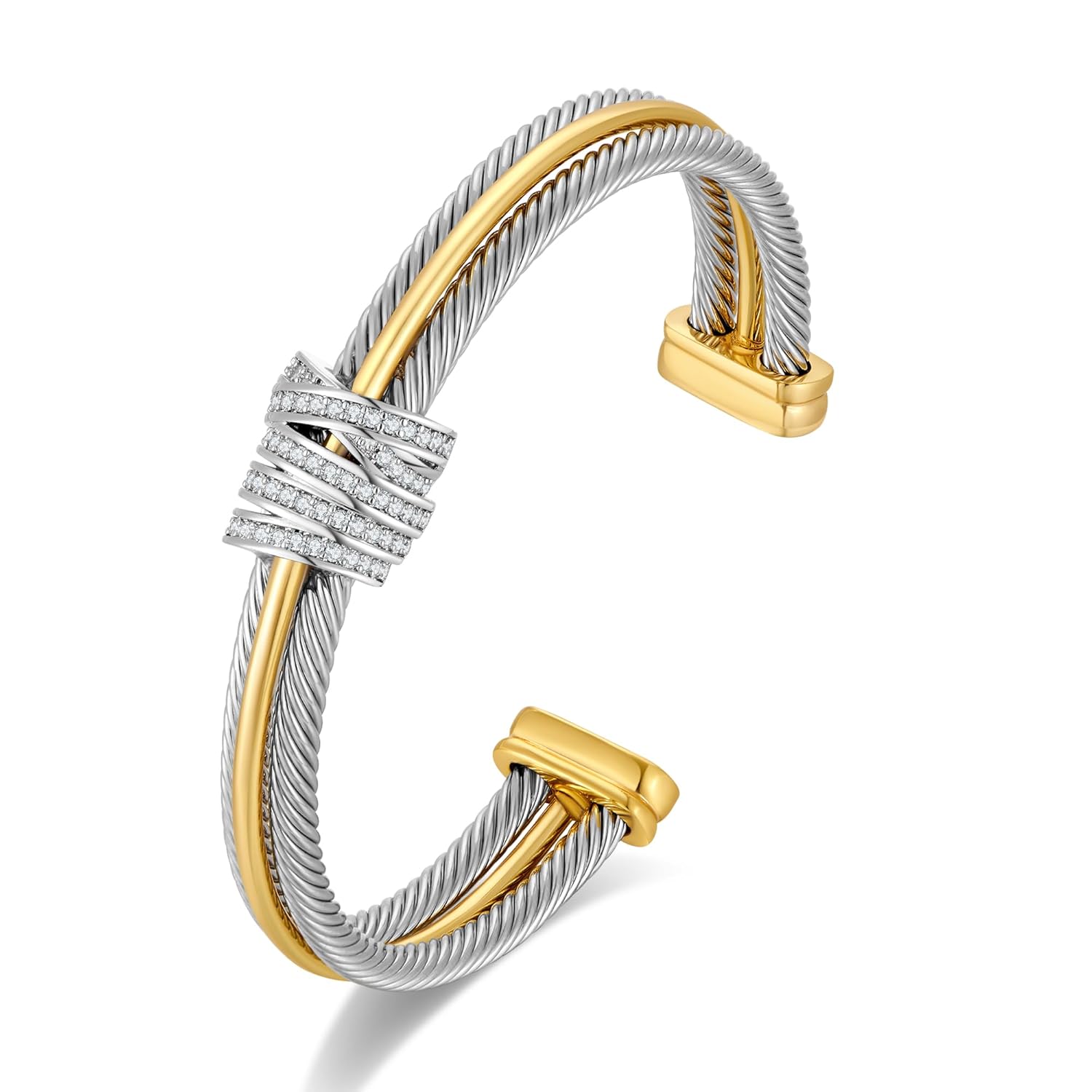 LILIE WHITE Gold And Silver Bracelets For Women With Braided Design Chic Gold Bangle Statement Bracelet Cuff Bracelets
