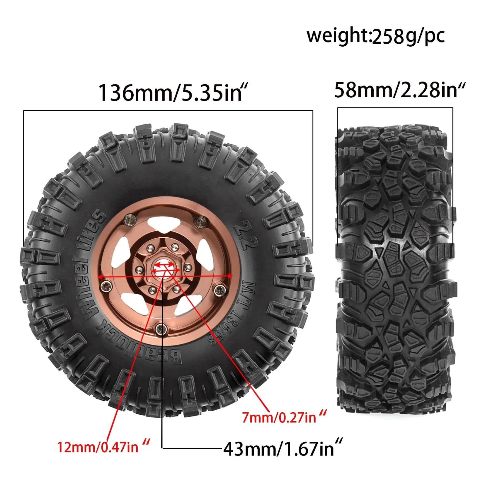 2, Beadlock Wheels Reifen Für Traxxas Für TRX4 1/10 1/8 Upgrade