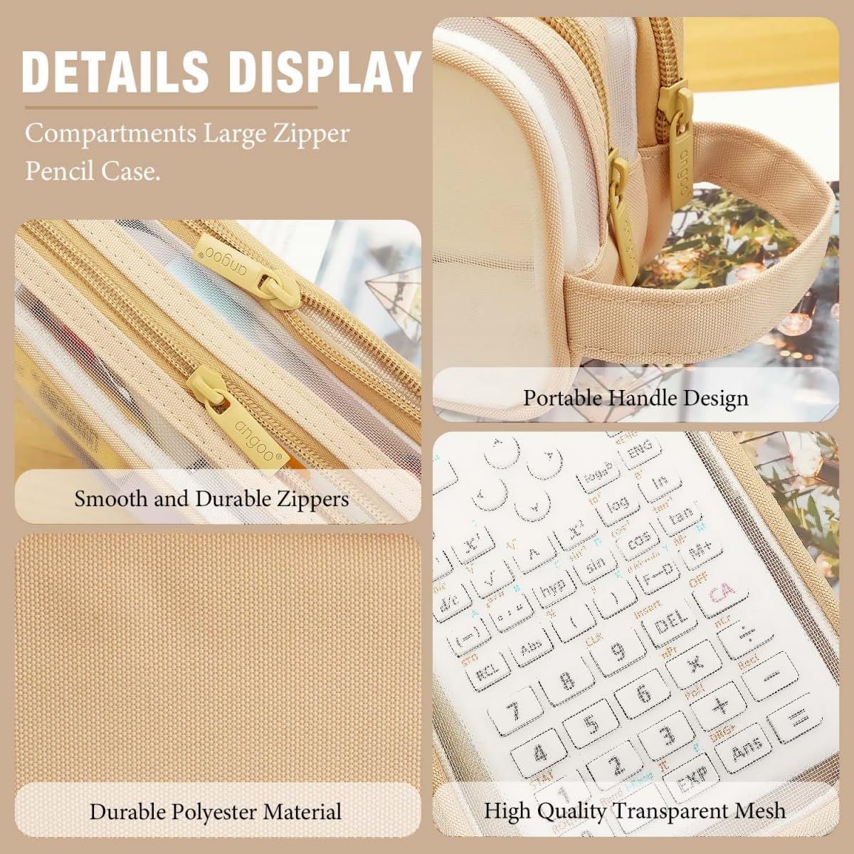 Clear Pencil Case for Exams Large Capacity Transparent Mesh Pencil Case with 2 Compartments Zipper - Image 3