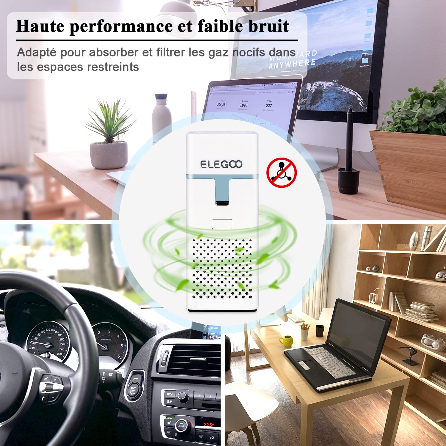 ELEGOO Mini Purificateur d'air avec Filtre à charbon actif pour Impression 3D résine par Imprimante 3D LCD/DLP/MSLA (Lot de 2)