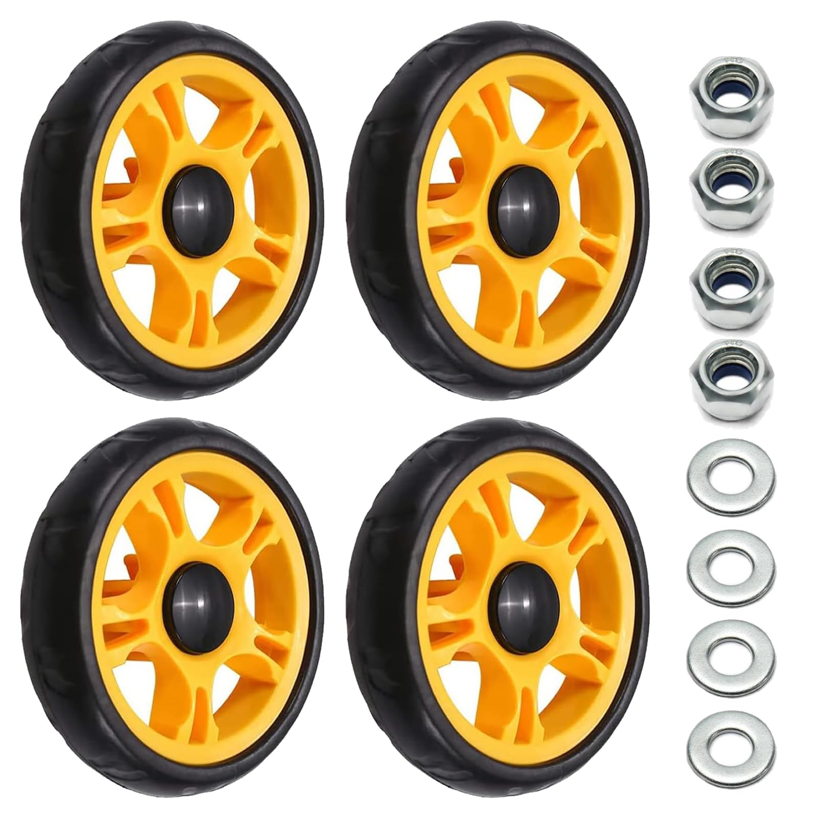 MroMax Strollers Wheel Set 4Pcs Foaming 12cm Single Wheel 120x25mm Black&Yellow