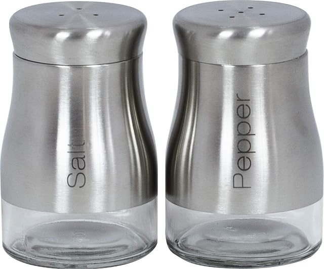 Sabichi Stainless Steel Salt and Pepper Set, Glass, 12 x 12 x 9.2 cm