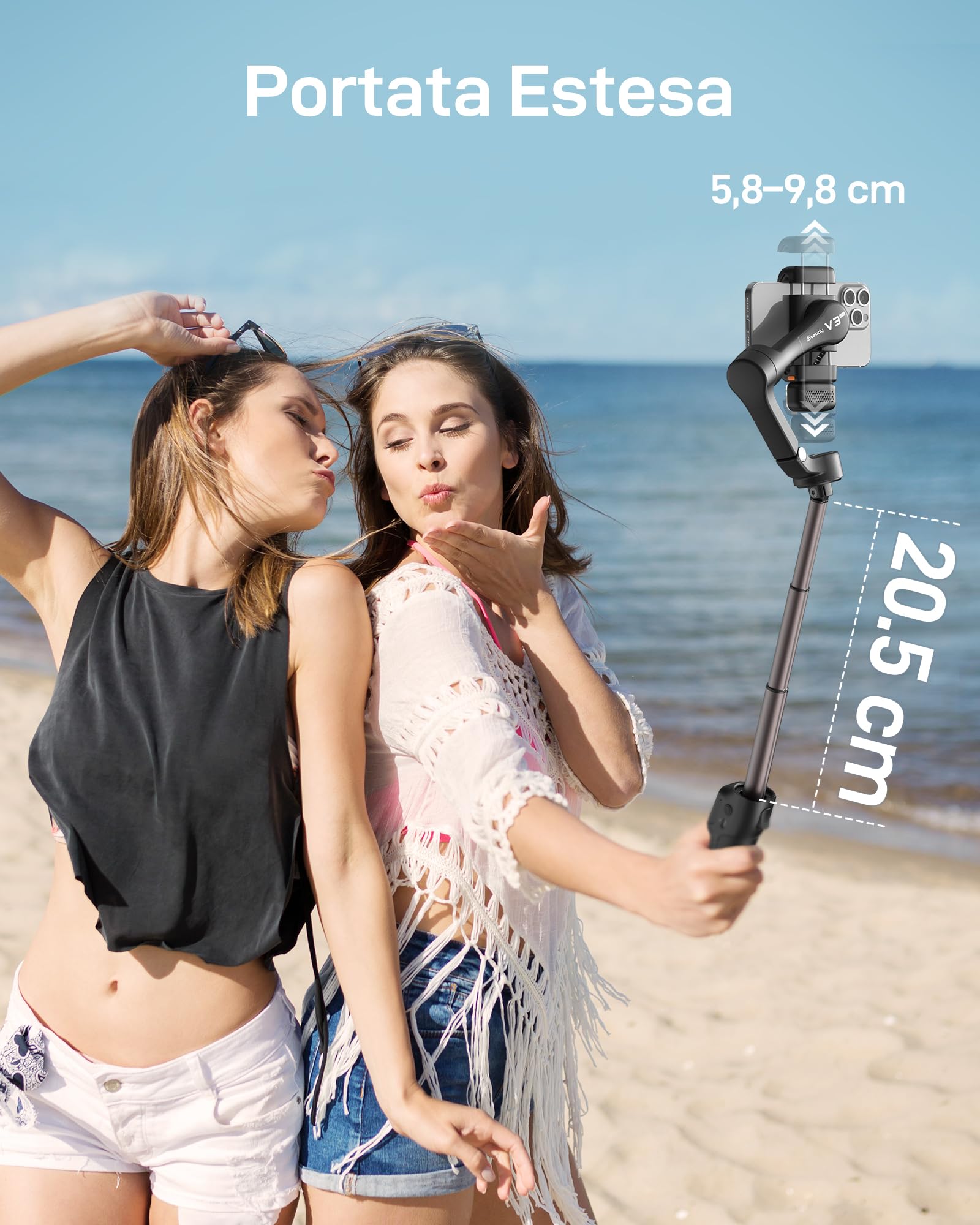 hohem iSteady V3 Ultra Stabilizzatore per iPhone, Gimbal Smartphone con Follow 360°, Monitoraggio AI Multimodale, Schermo Tattile da 1,22 Pollici, Stabilizzatore iSteady 9.0 per Vlog TikTok YouTube