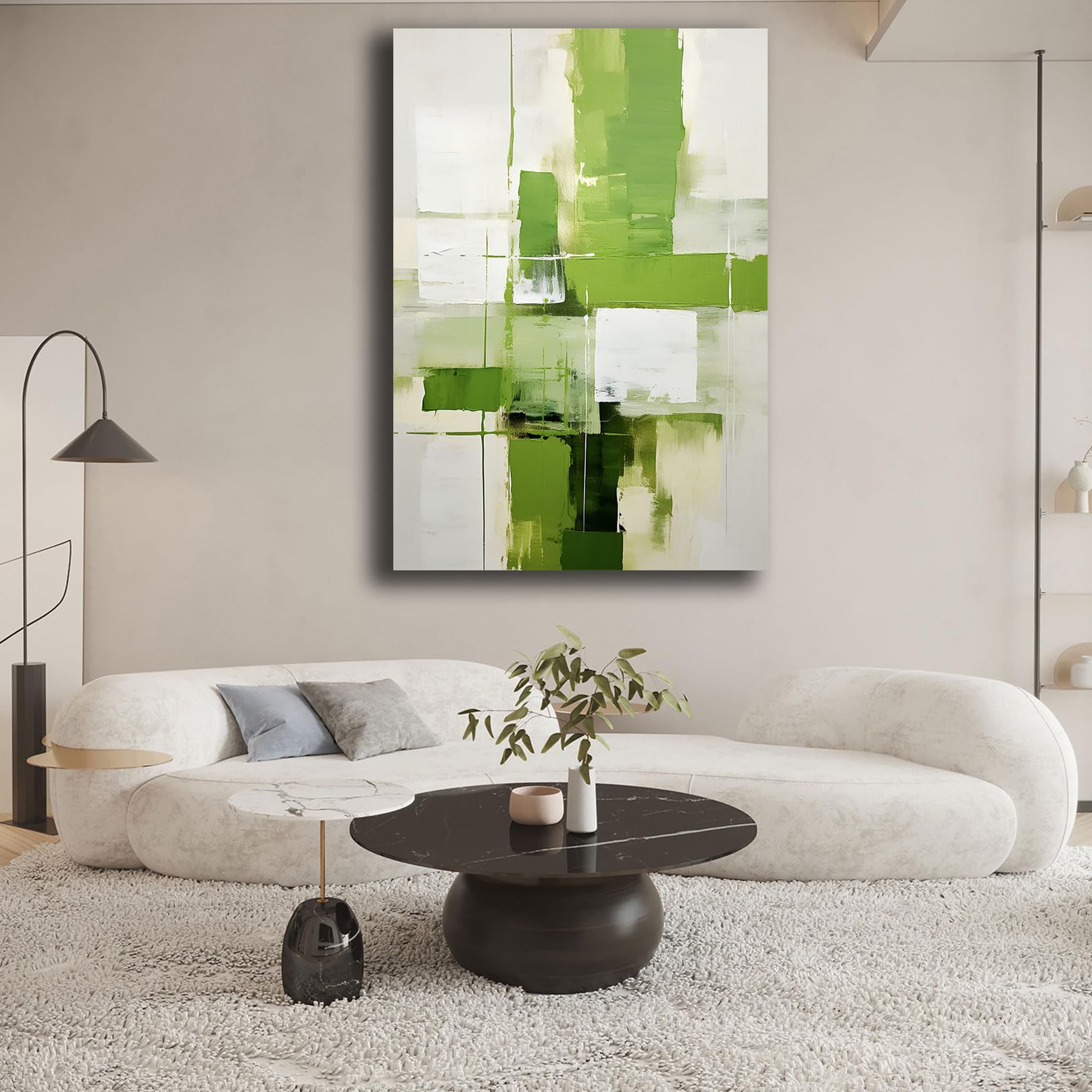 Printerland Quadro moderno Verticale Soggiorno Verde Quadri moderni Stampa su tela Canvas Astratto Camera da Letto Cucina (2, 70x100 cm, Canvas intelaiato)
