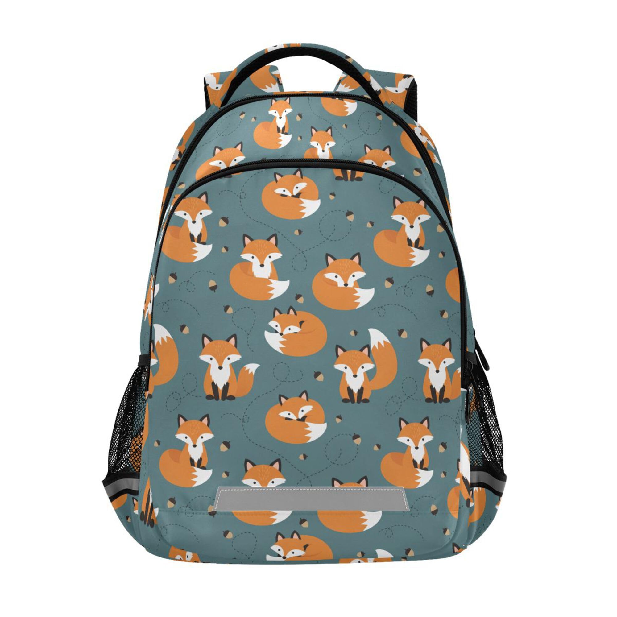 MNSRUU School Backpack with Chest Strap, Cute Baby Fox Pine Cone Laptop Backpack, Travel Hiking Backpack for Boys Girls, Rucksack, Knapsack