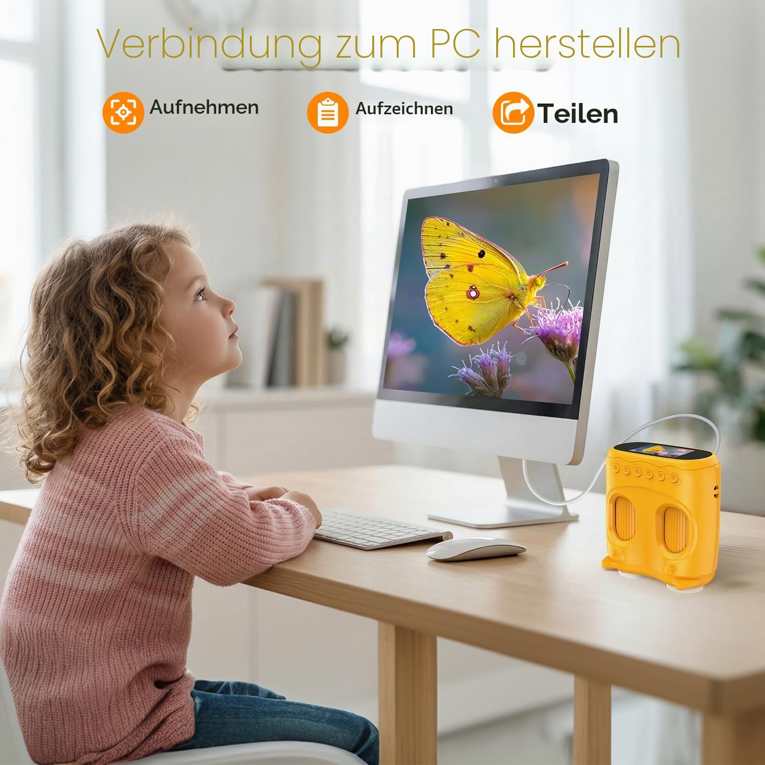1000X Mikroskop für Kinder Taschenmikroskop Digital: 2-in-1 Handmikroskop und Teleskop für Kinder mit 2,0" IPS Bildschirm - STEM Spielzeug Geburtstagsgeschenke für Mädchen Jungen von 6-10 Jahre