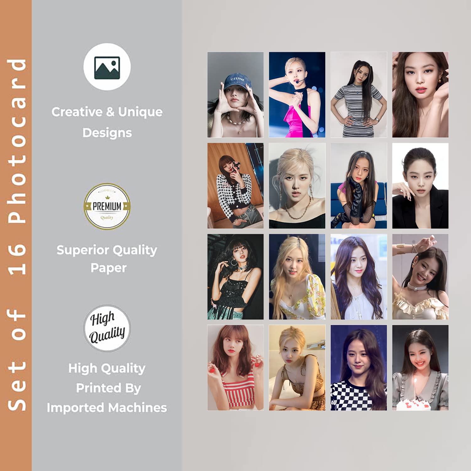 PRINTNET Pack of 16 Blackpink Photocards collection Design-5, Multicolour, (4 x 3 Inch) (Size - A7)