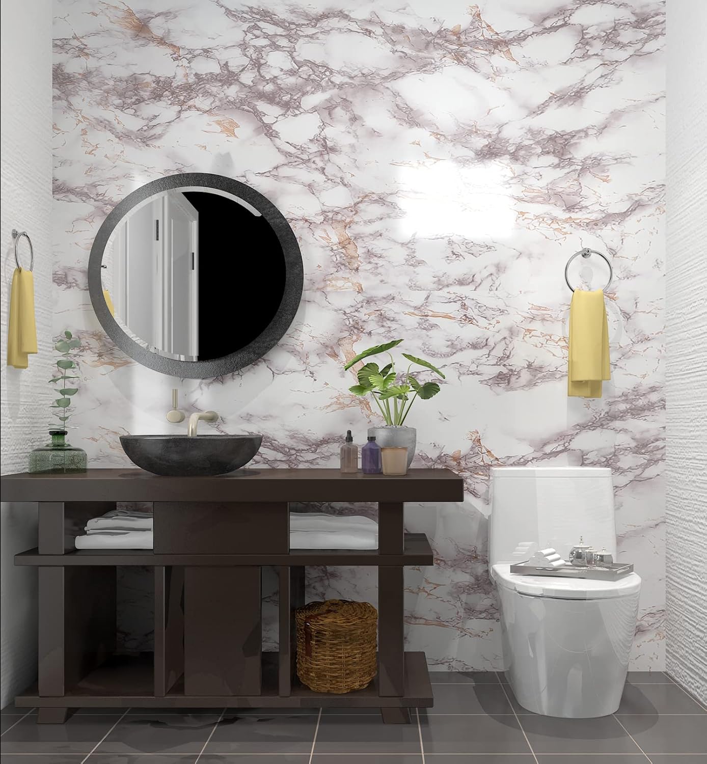 AbaBoorty 400" x15.8" White Marble Contact Paper Glossy Marble Wallpaper Peel and Stick Countertops for Kitchen Counter top Bathroom Stick Paper Granite Self Adhesive Waterproof Wallpaper