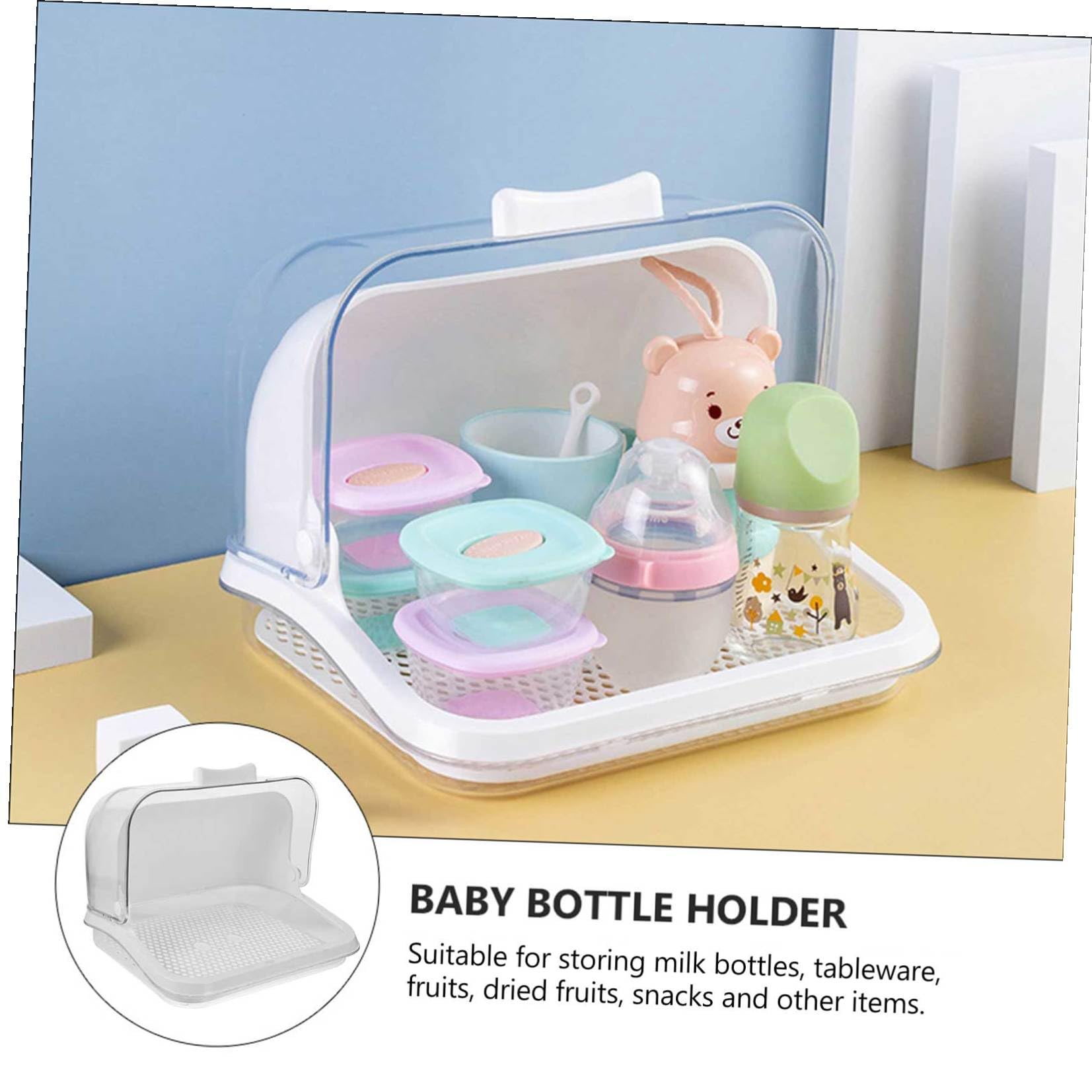 Weißer Babyflaschen Trockenkoffer aus Pp mit Abtropfschale für Aufbewahrung und Trocknung von Milchflaschen und Schnullern Platzsparend für Babys Zuhause