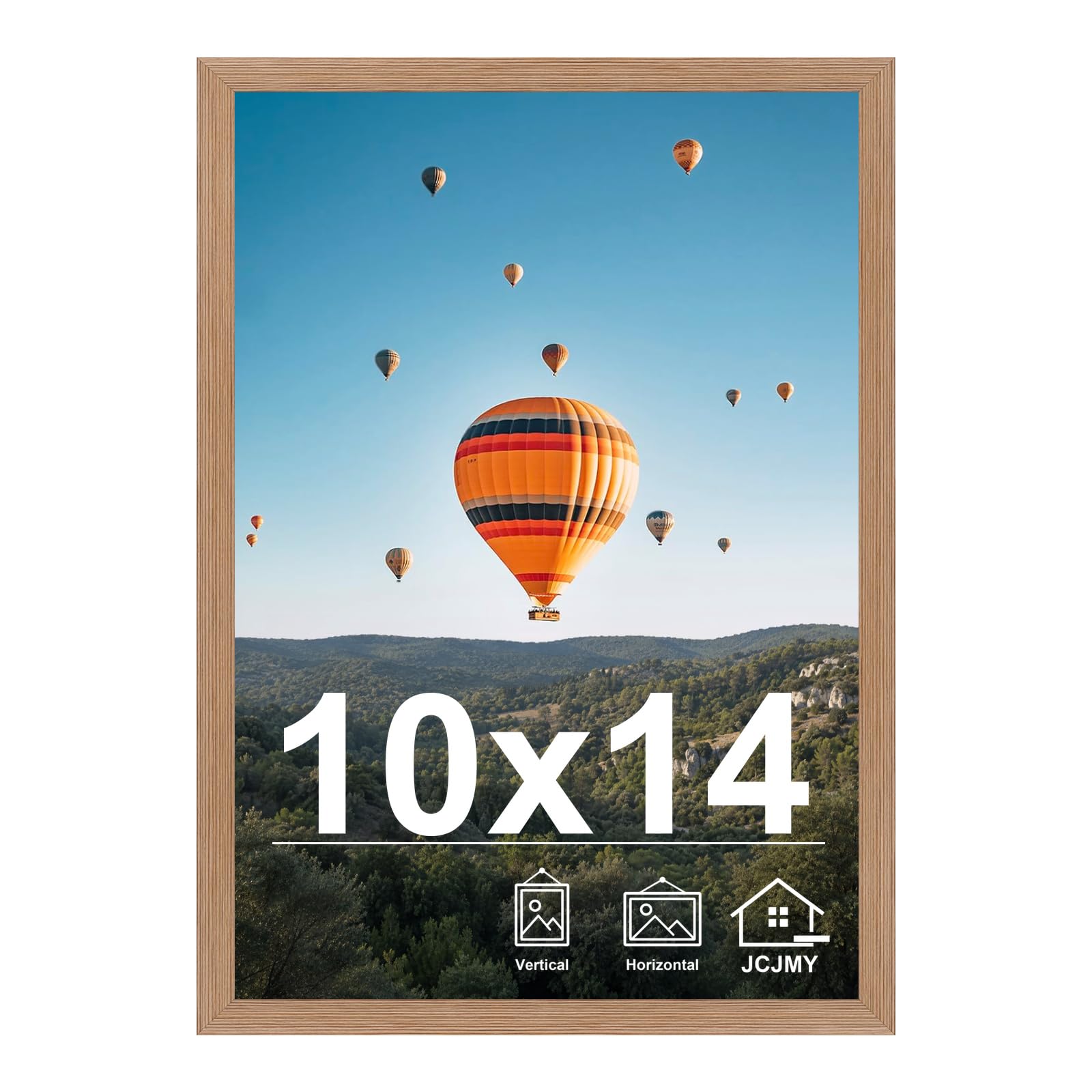 JCJMY 10x14 inch Picture Frame, Horizontal and Vertical Formats for Wall Hanging, 10 x 14 Wall Gallery Poster Photo Frame with Shatter Resistant Plexiglass, Rustic Brown