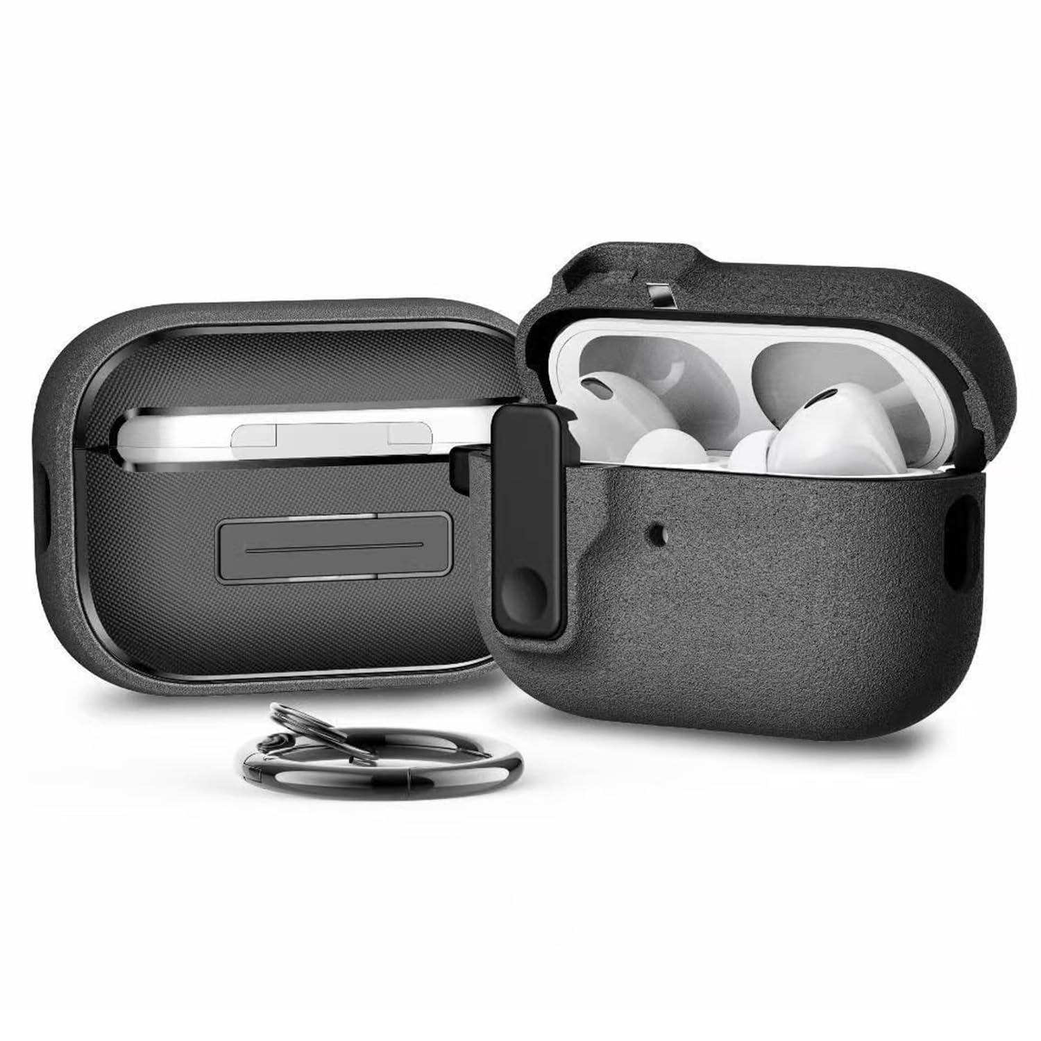 Minesk Airpods Pro 3 ile Uyumlu Fabric Serisi Özel Kilitli Tasarım ve Kumaş Yüzeyli Kılıf Darbelere Karşı Koruyucu Kapak (Gri, Airpods Pro 3 (2025))