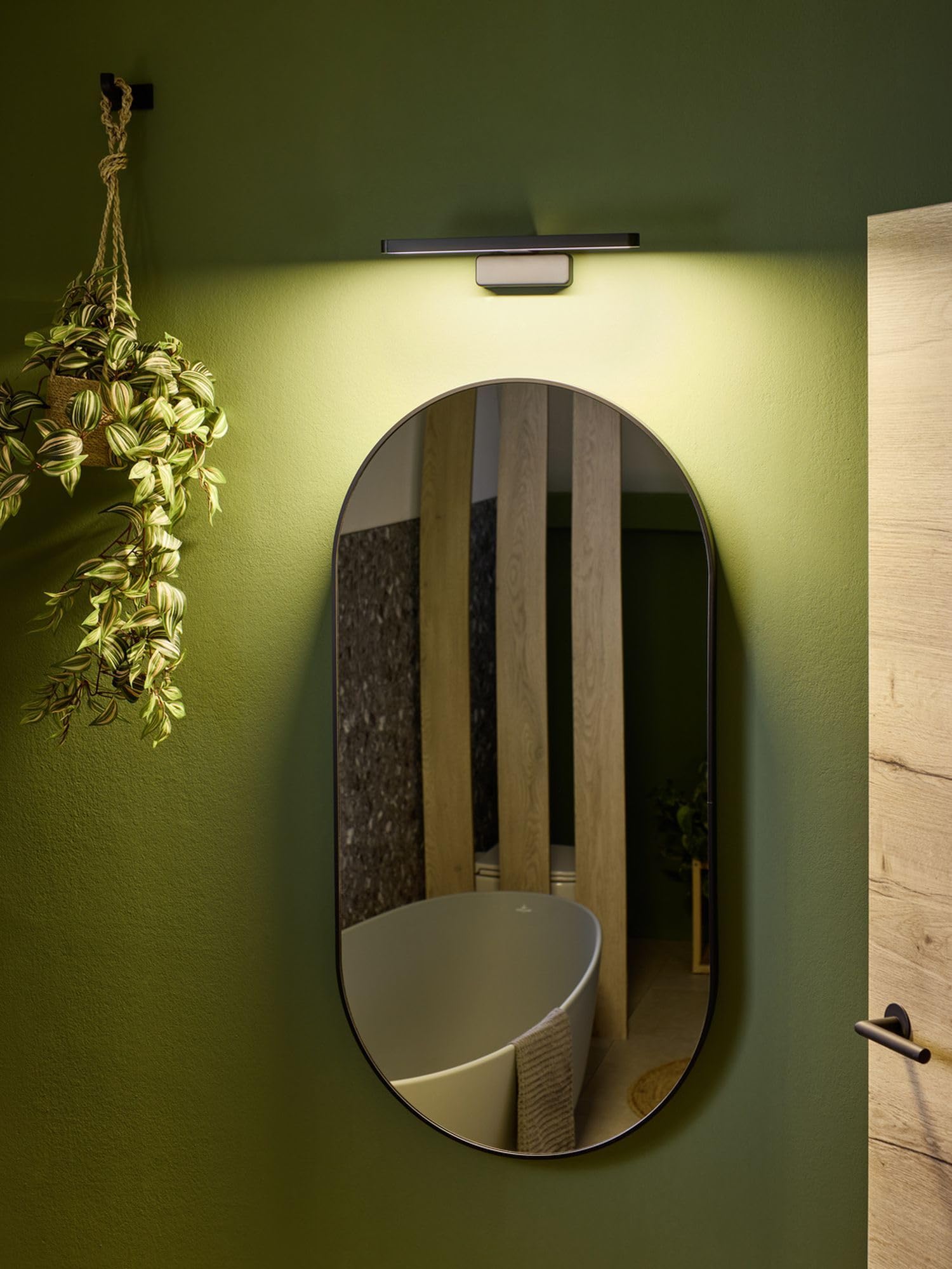 Licht-Erlebnisse LED Spiegellampe Aluminium Metall Schwarz 3000-4000 K IP44 modern gemütlich Bad WC Spiegelbeleuchtung B:40 cm Wandleuchte Badezimmer