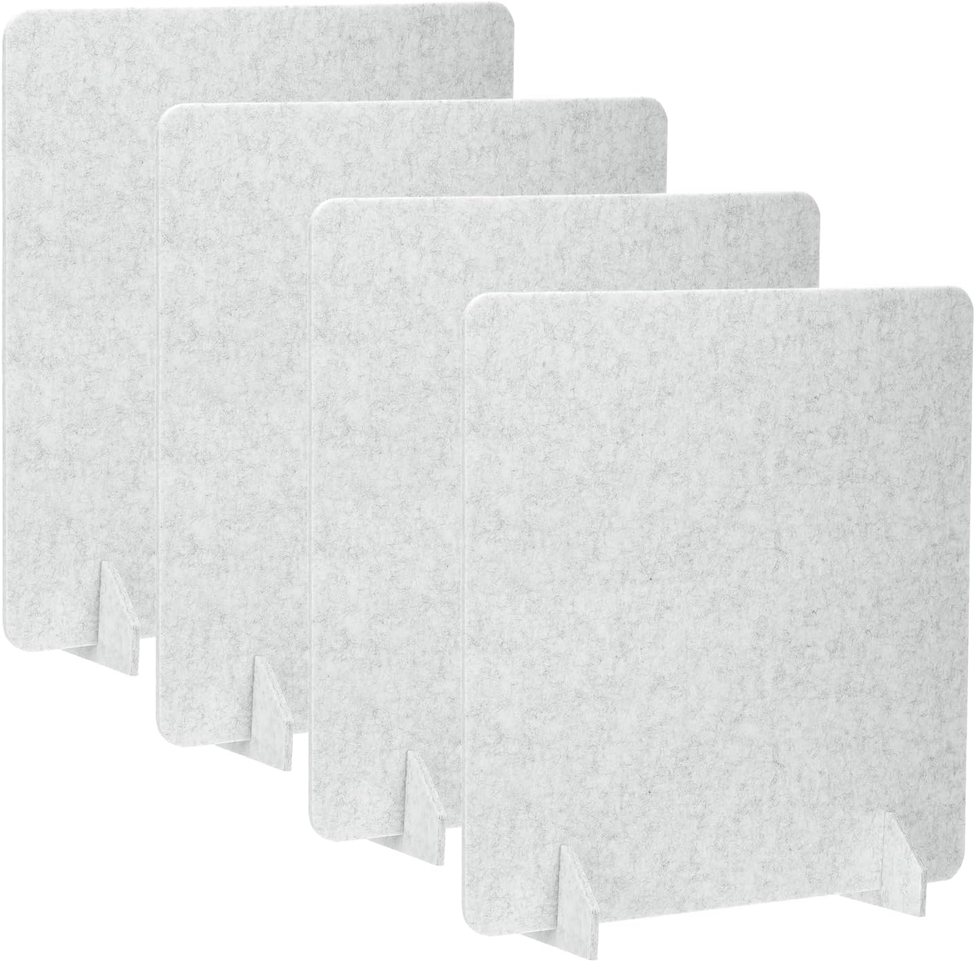Desk Dividers 60 x 60cm, 4 Pack Desk Privacy Panel Freestanding Noise Reducing Partition Acoustic Panel with 2Pcs Support Feet for Testing Office Home Library, Light Gray Style A
