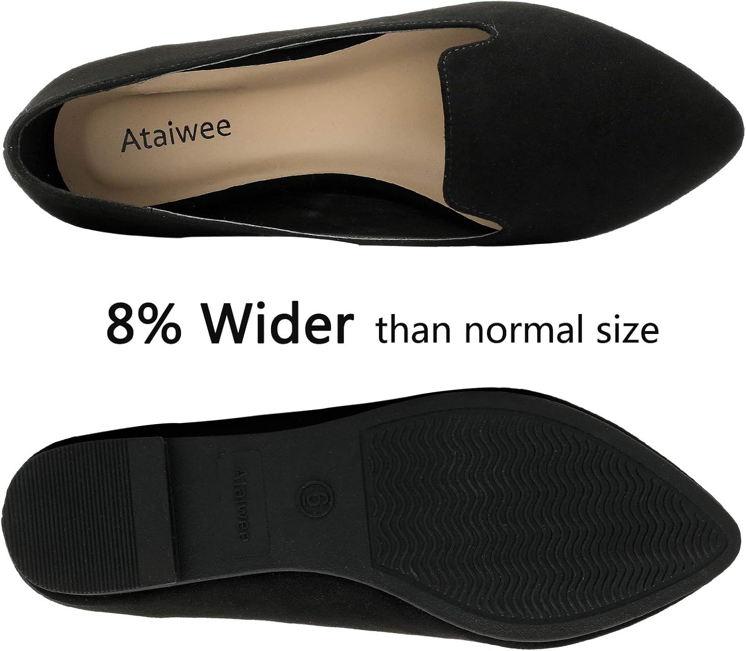  | Ataiwee Women's Wide Width Flat Shoes - Classic Round Toe Slip-on Ballet Flats. | Flats