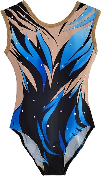 Rhythmic Gymnastics Leotards Pure Manual Blue Black Belt Diamond Girls Competition Performance
