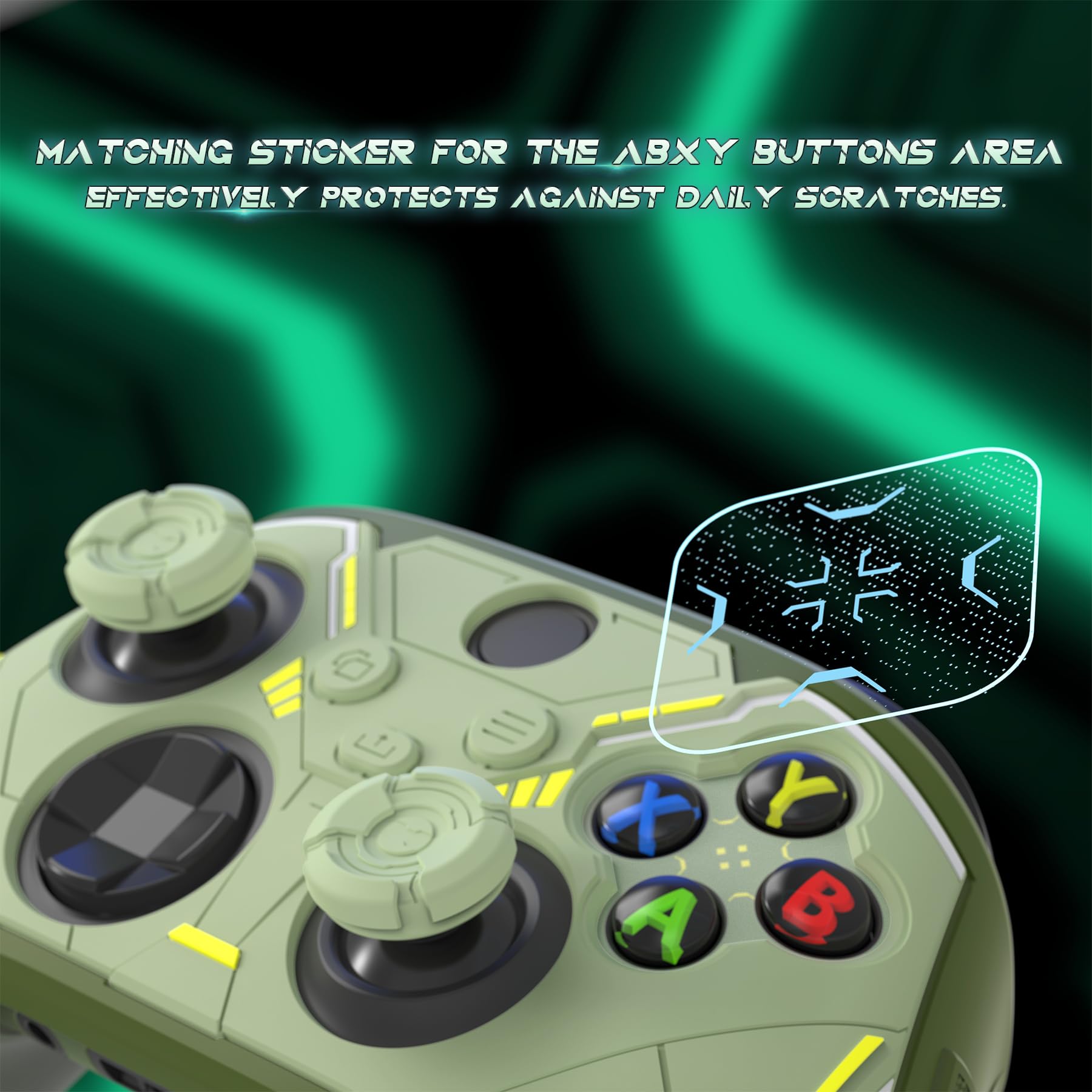 playvital Cover Controller per Xbox Series X/S Joystick, Custodia Silicone Case Grip Antiscivolo & Copri Levette Analogiche & Adesivi, Accessori Protettivi, Mecha Stellare-Verde