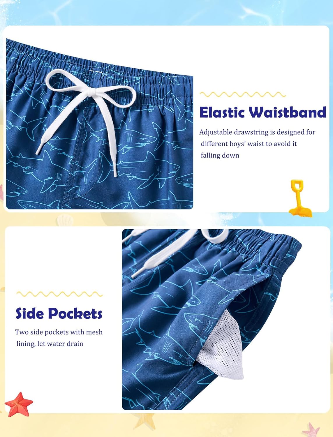 Boys Swim Trunks with Compression Liner Swimming Shorts Quick Dry Bathing Suit for 7-20 Years - Image 3