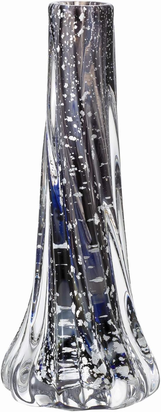 Aderia F-71945 Tsugaru Vidro Petal Vase, Black, Seasonal Light, Gold Color, Night Sky, Made in Japan