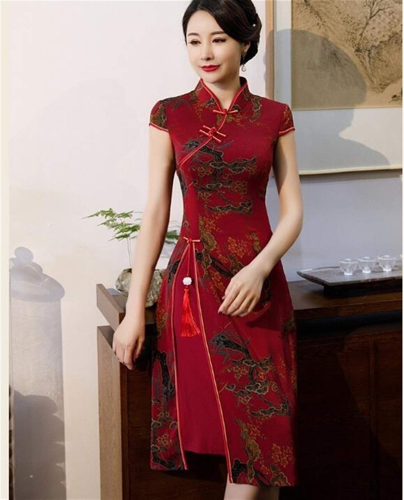 Primavera Estate migliorata Collare Cheongsam Bassa Allentato Qipao Abito Stile Cinese di Stile Etnico Tang Suit Dress Comfortable