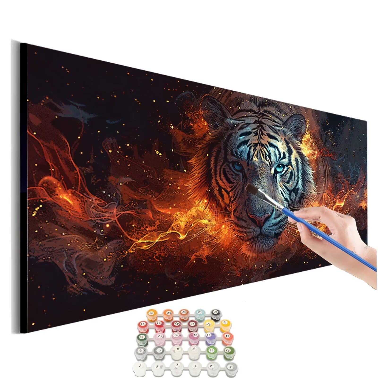 Peinture Numero Adulte Tigre Peinture Par NuméRos Grand Format Animal Loisirs CréAtifs Adultes Enfant DIY NuméRo D'Art Complet Kit DéButants ,Cadeau GarçOns Filles 3+ Ans, Sans Cadre 80x160cm M-911