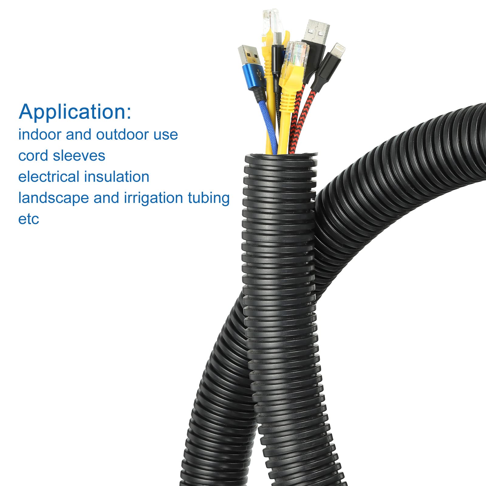DMiotech 34,5mmx29mmx10m Plástico No-Dividido Corrugado Tubo Interior Exterior Cables Gestión para Envoltura Ordenado Oficina Jardín