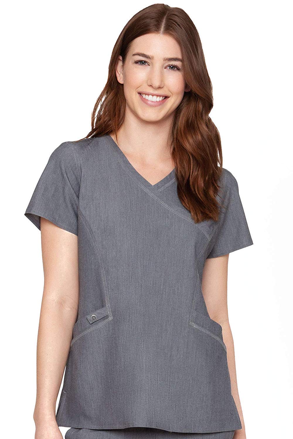 Med CoutureTouch Women's Mock Wrap Scrub Top